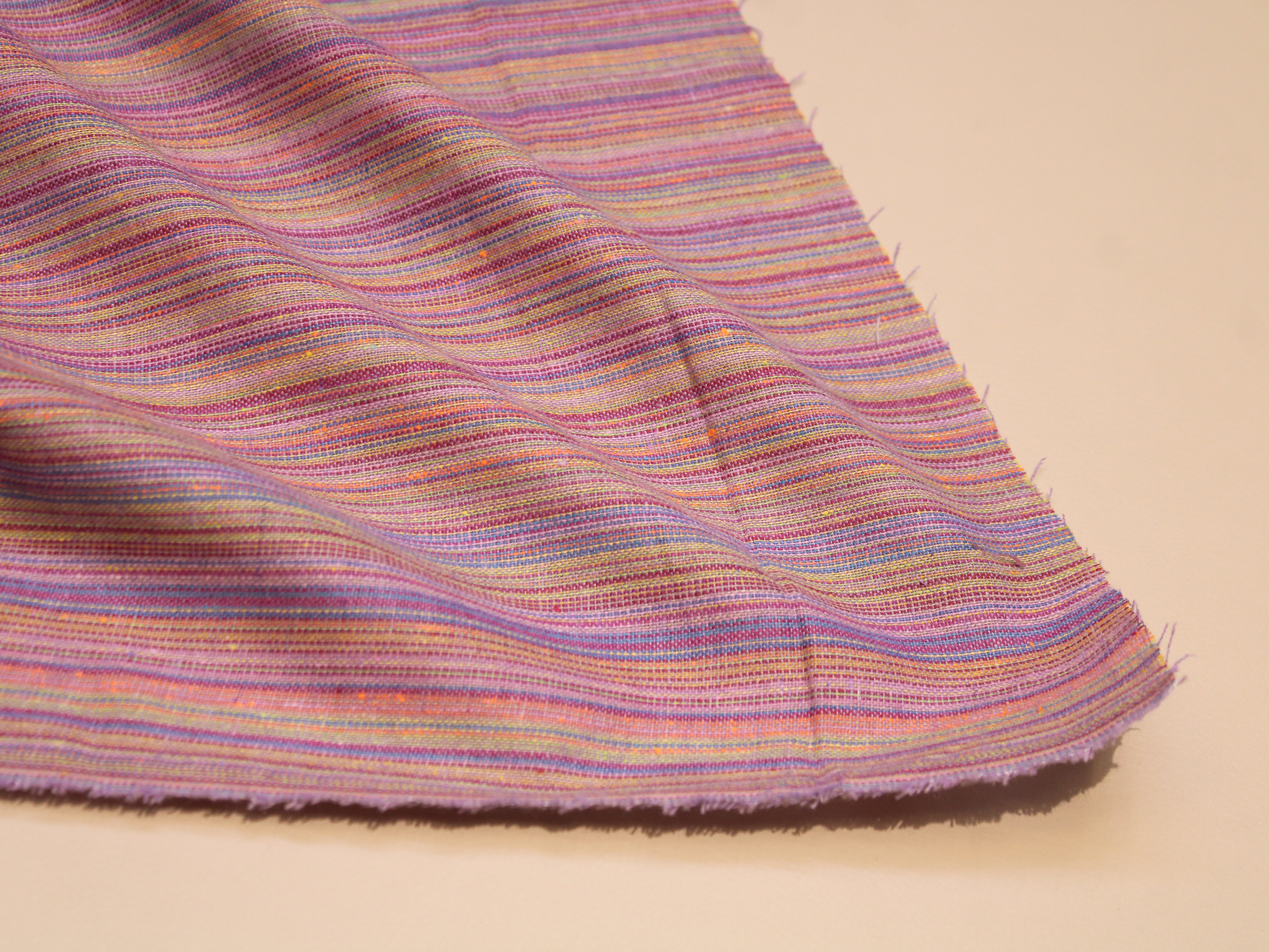 Tissu pur coton tissé à la main — Bleu acier | Rayé | 112 cm