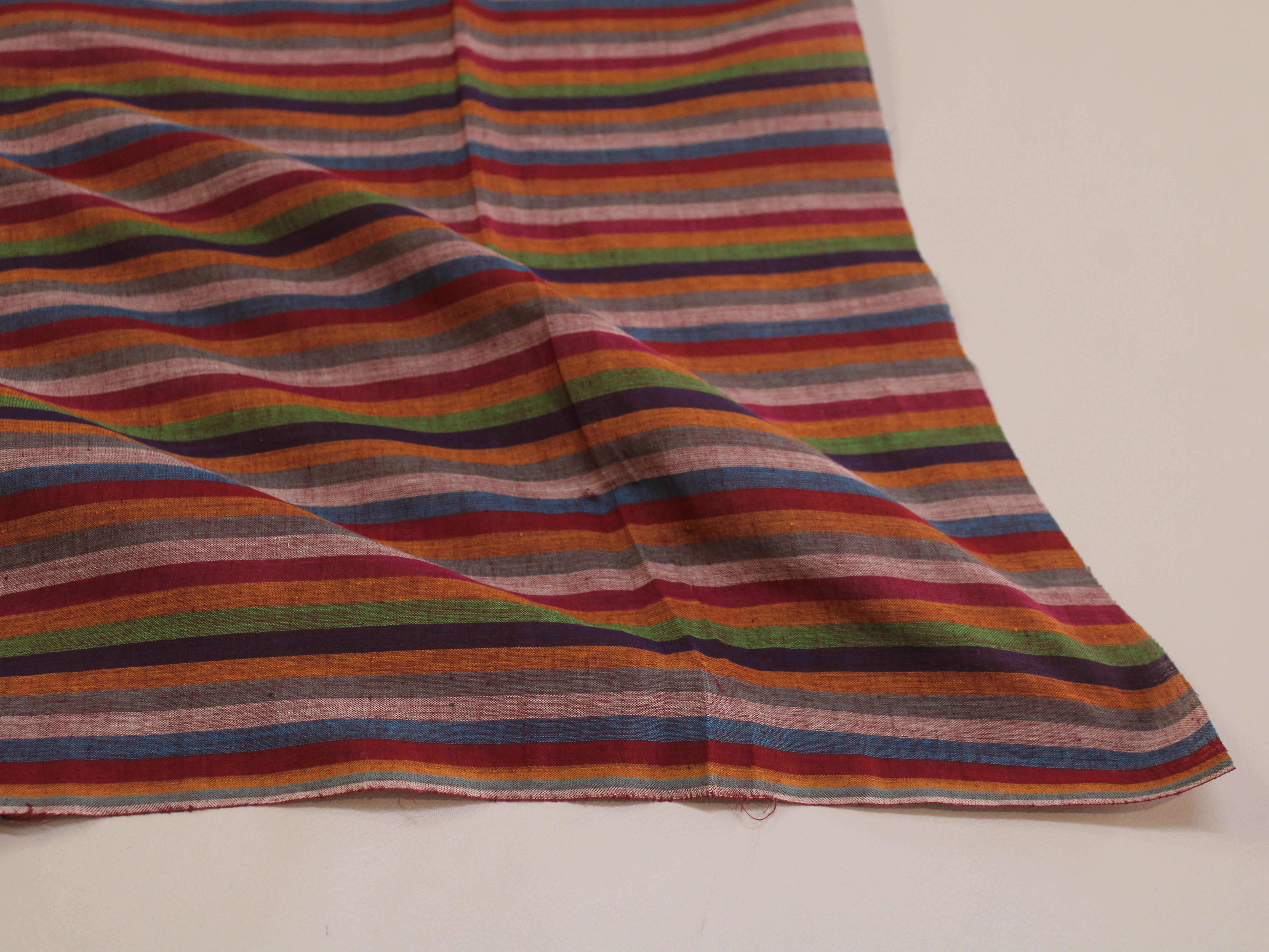 Pure Cotton Yarn-Dyed Handloom MUlticolour Stripe Fabric — Desert Sunset
