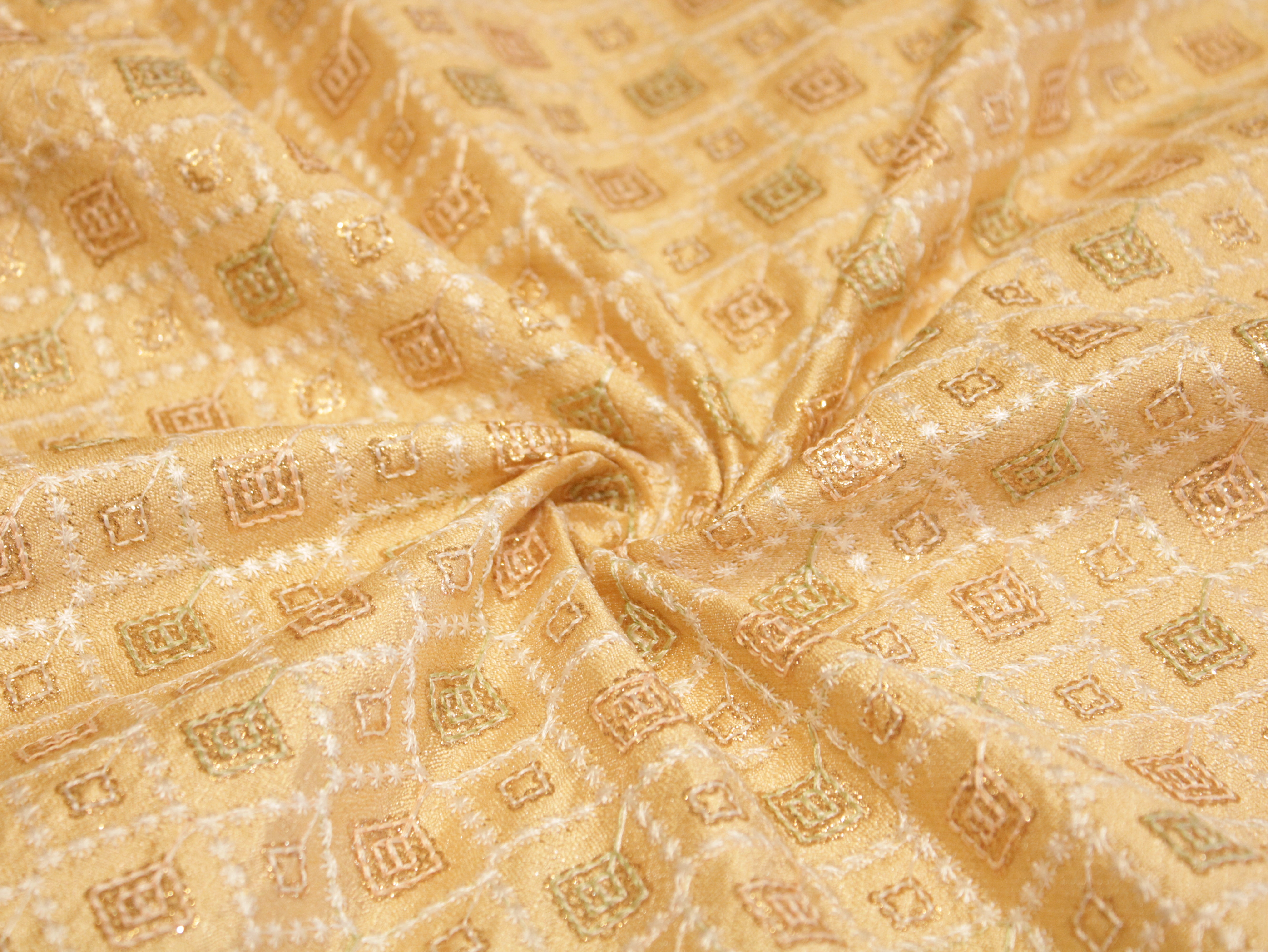 Premium Thread Work Fabric for Indowestern & Family Ensembles - Golden