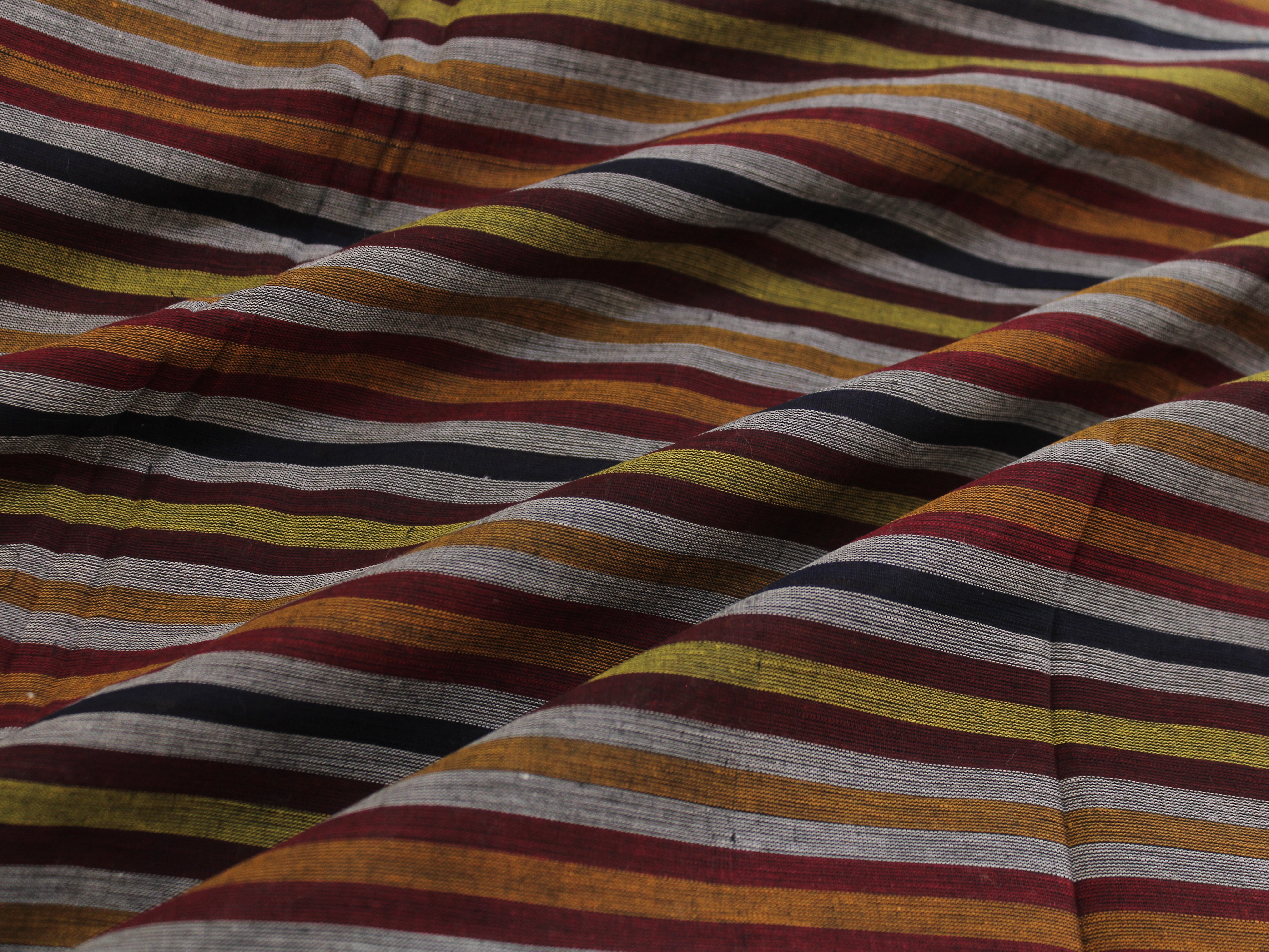 Pure Cotton Yarn-Dyed Handloom Stripe Fabric — Crimson Ochre