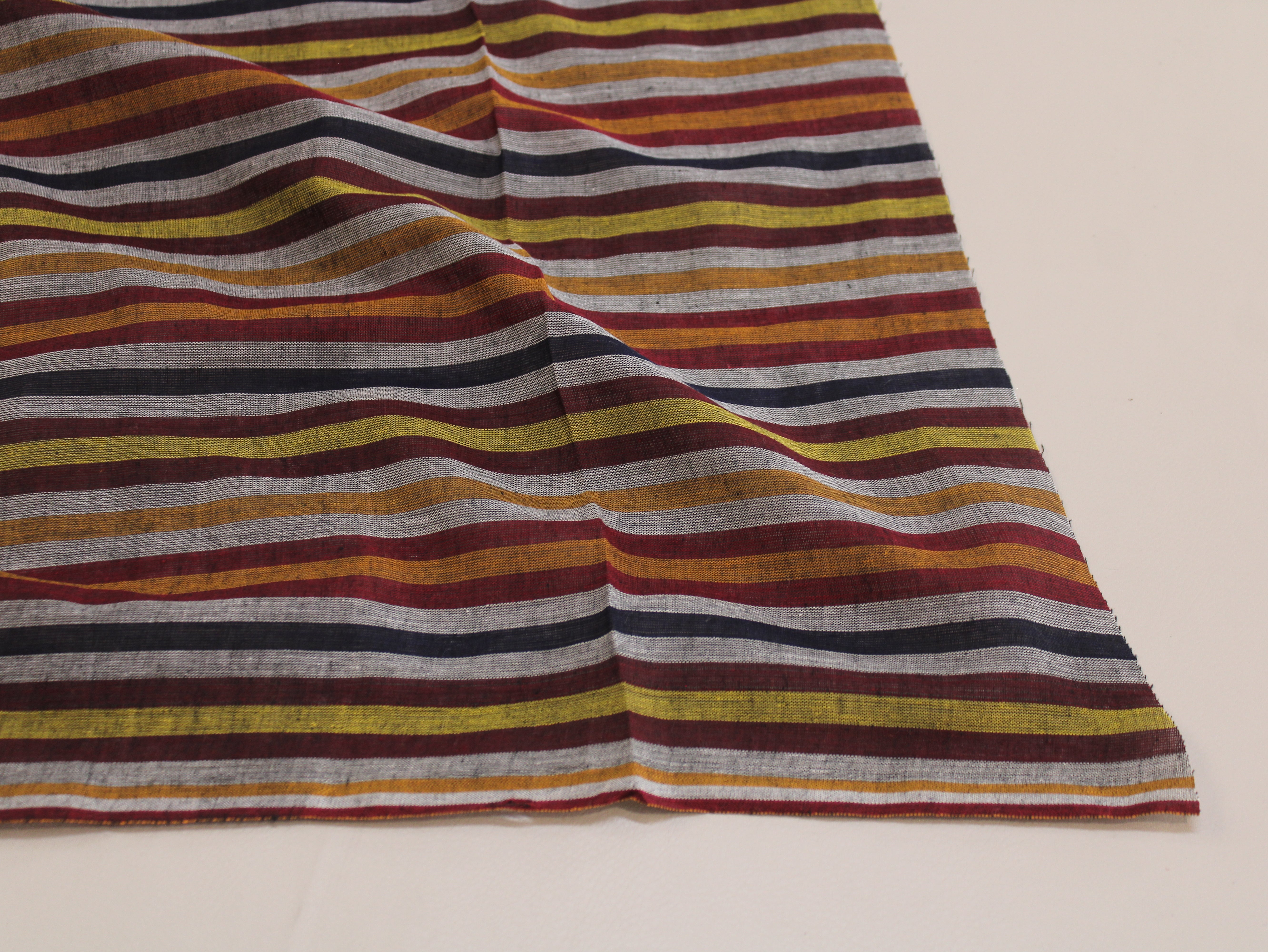 Pure Cotton Yarn-Dyed Handloom Stripe Fabric — Crimson Ochre