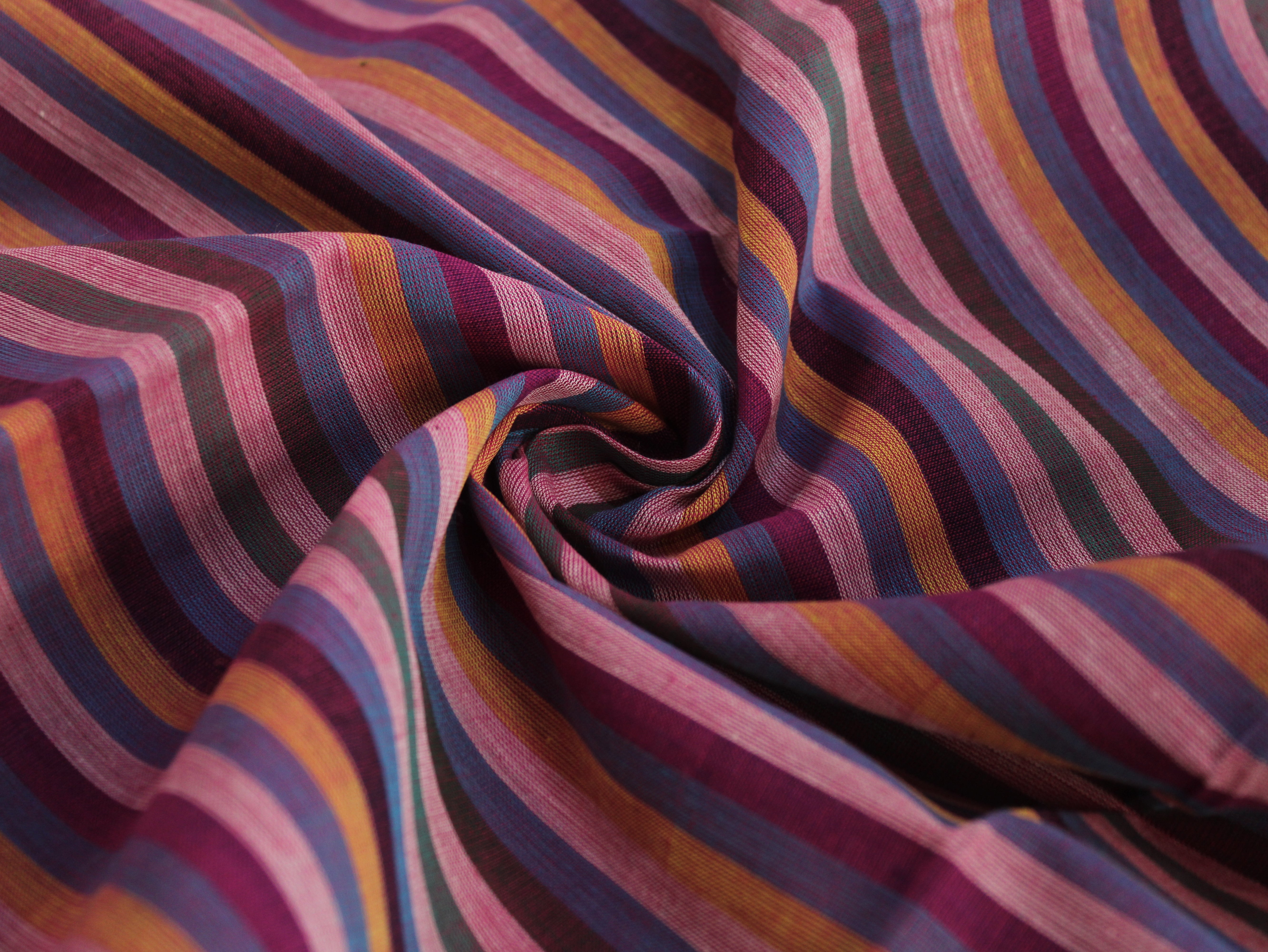 Pure Cotton Yarn-Dyed Handloom Multicolour Stripe Fabric — Berry Sunset