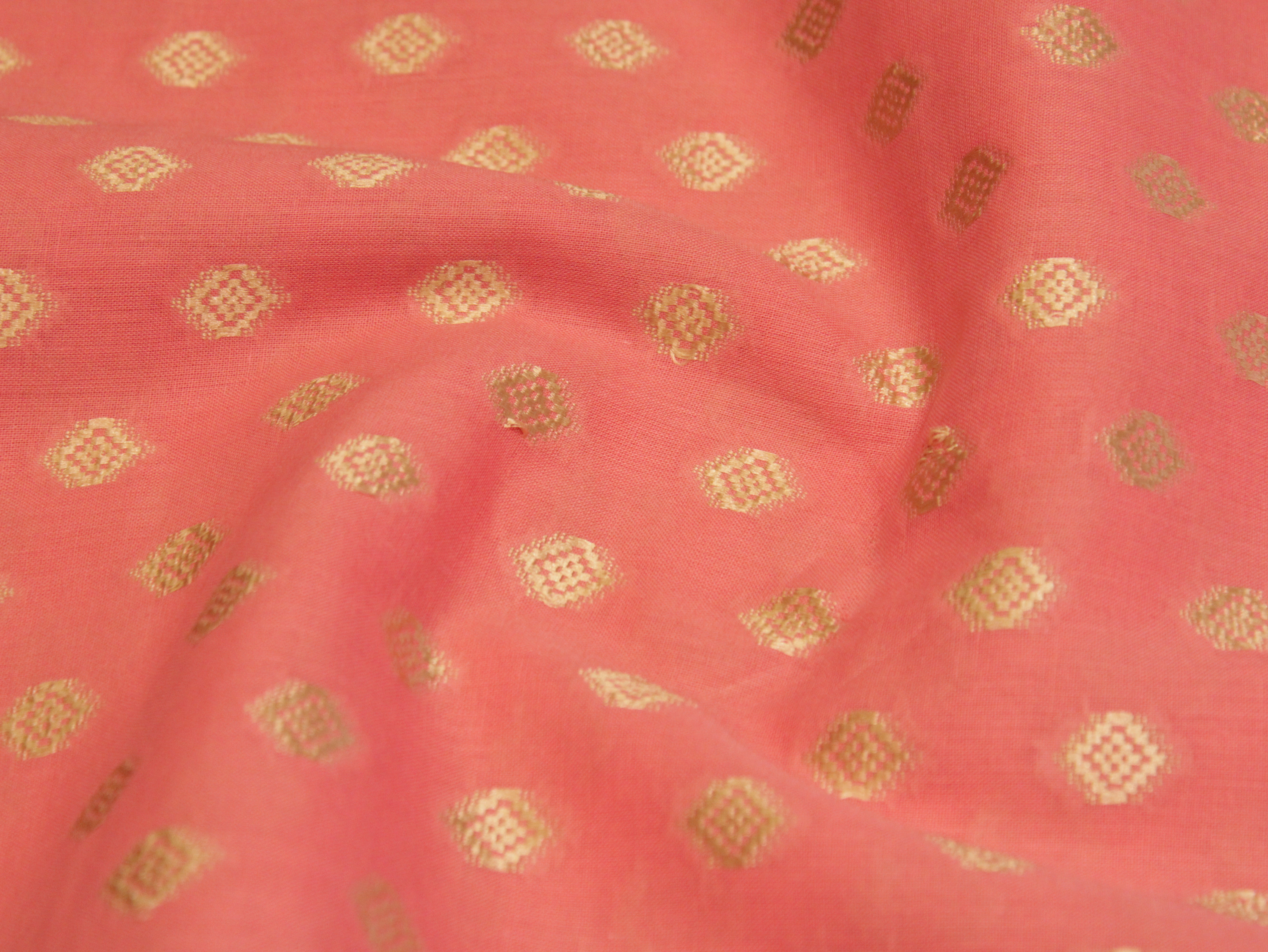 Natural Cotton Woven Fabric - Peach