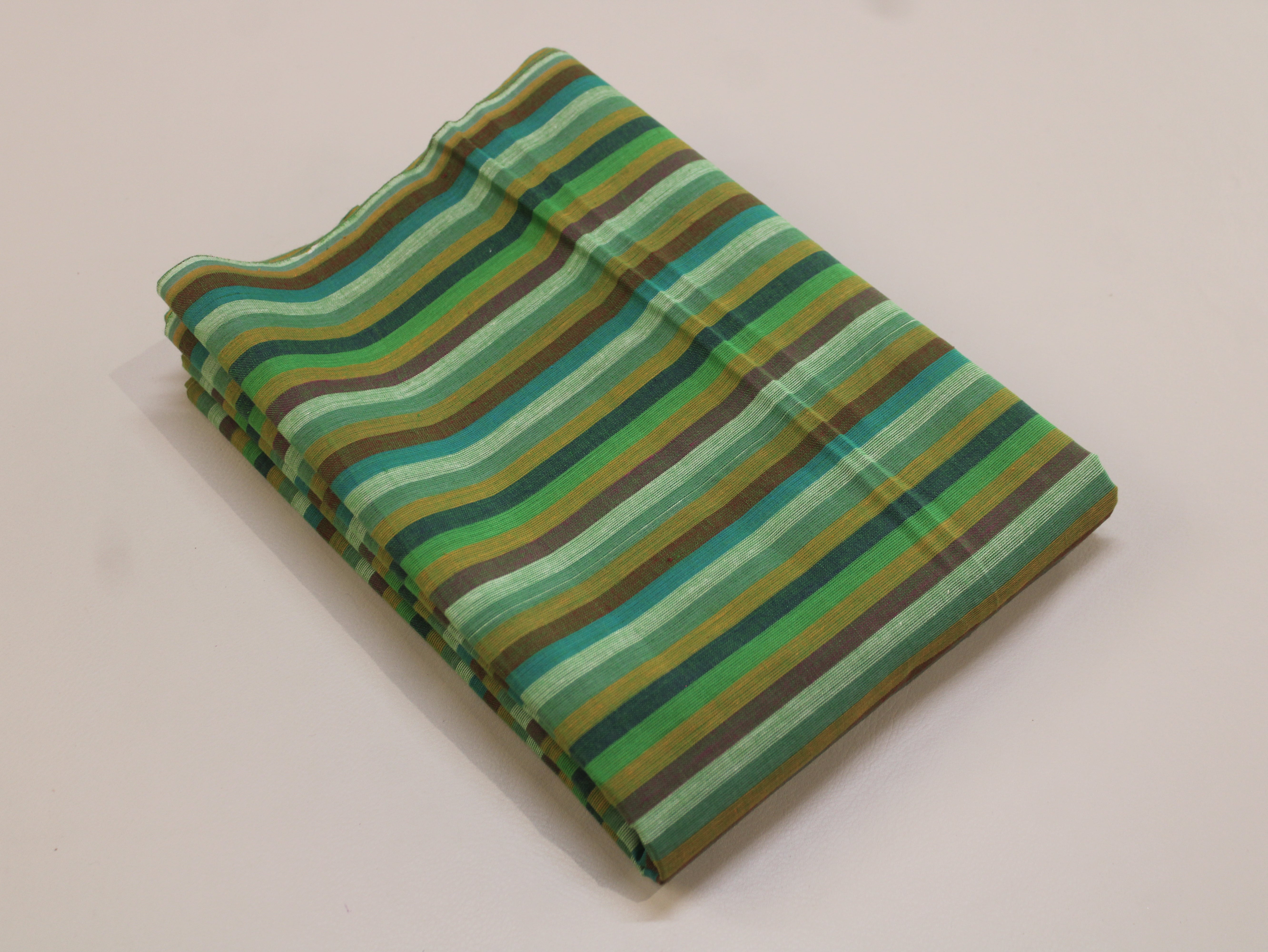 Pure Cotton Yarn-Dyed Handloom Multicolour Stripe Fabric — Forest Canopy