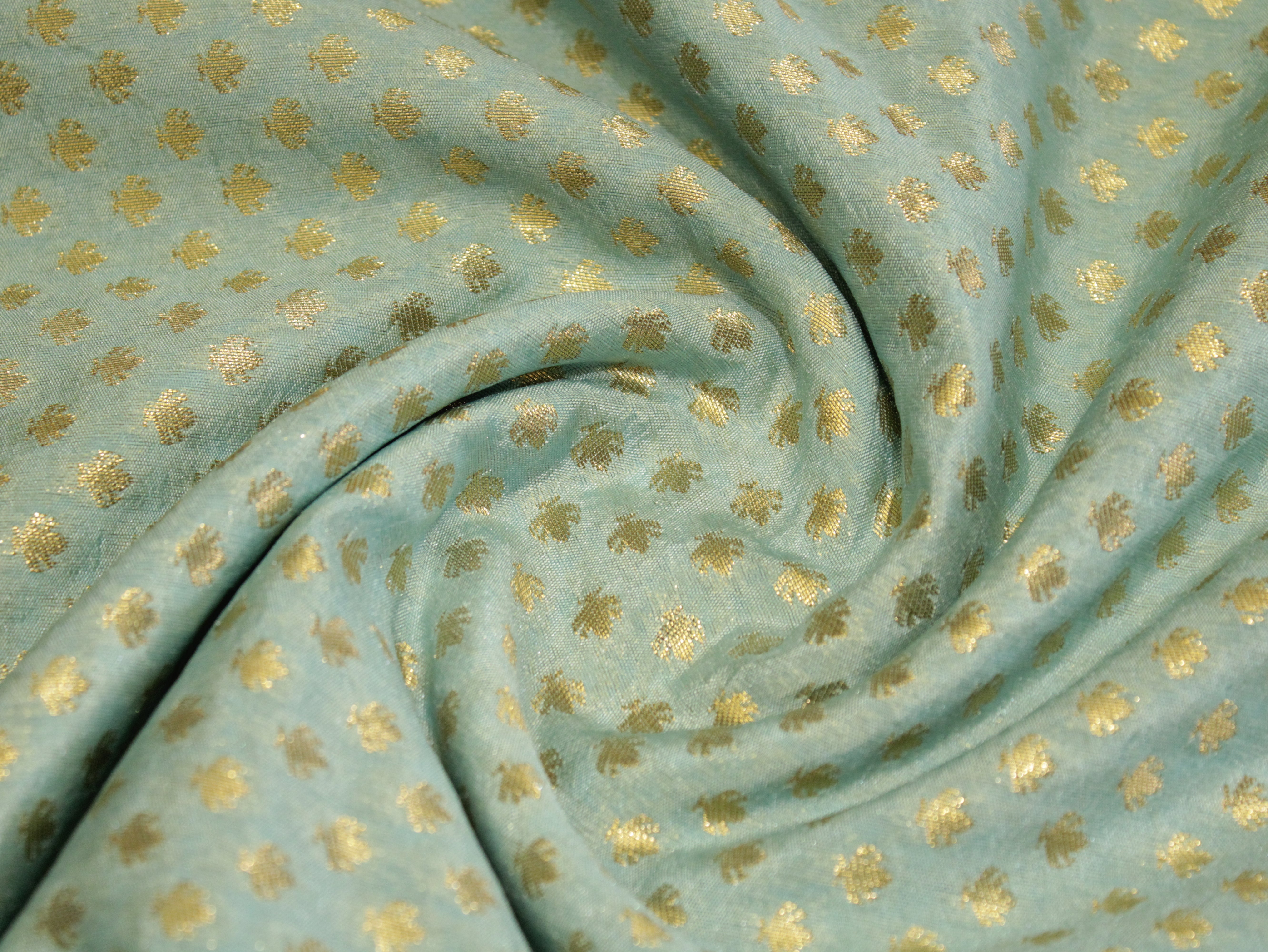 Banarasi Brocade Fabric - Light Blue