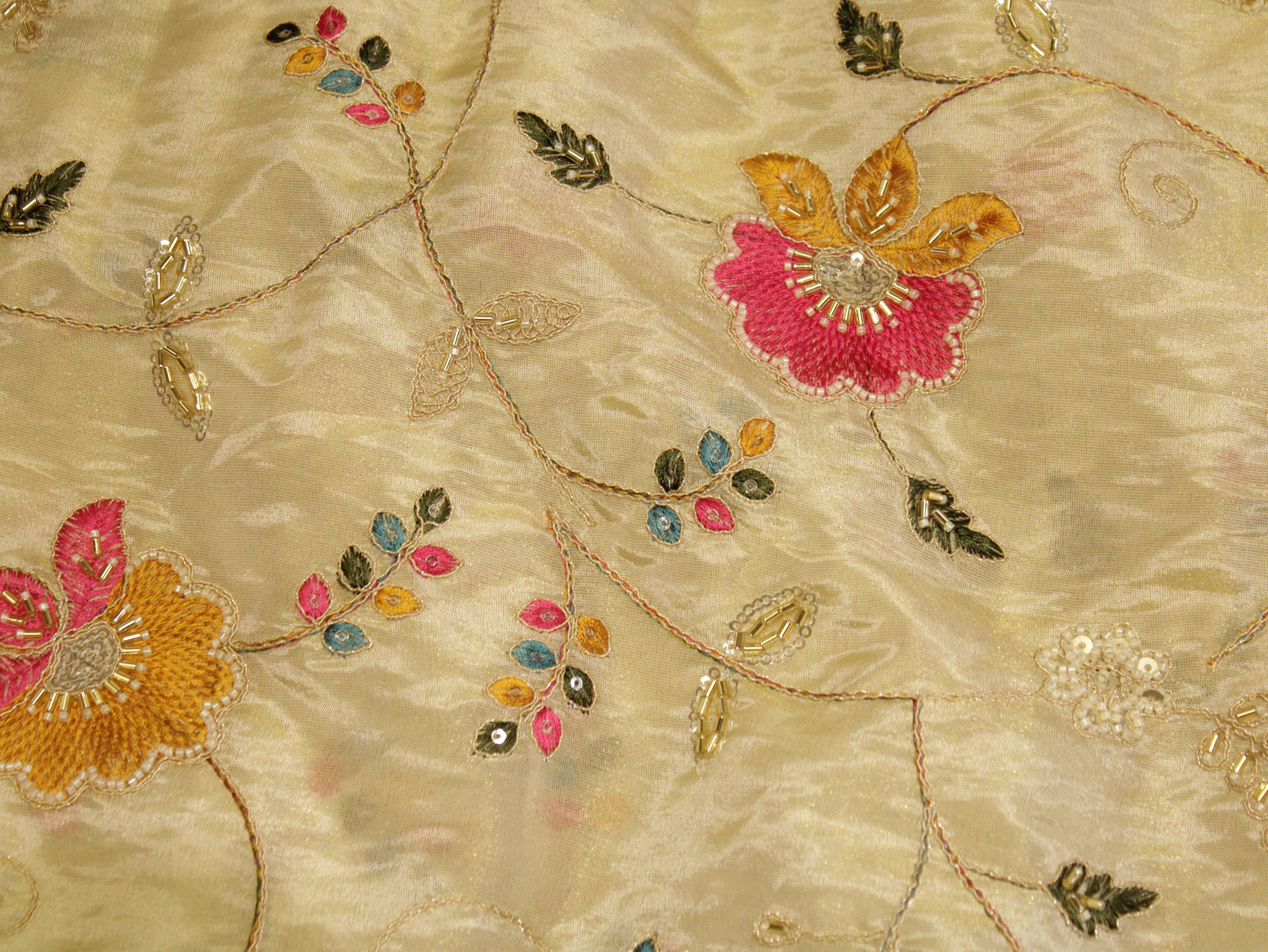 Premium Pure Tissue Fabric with Rich Pearl Work