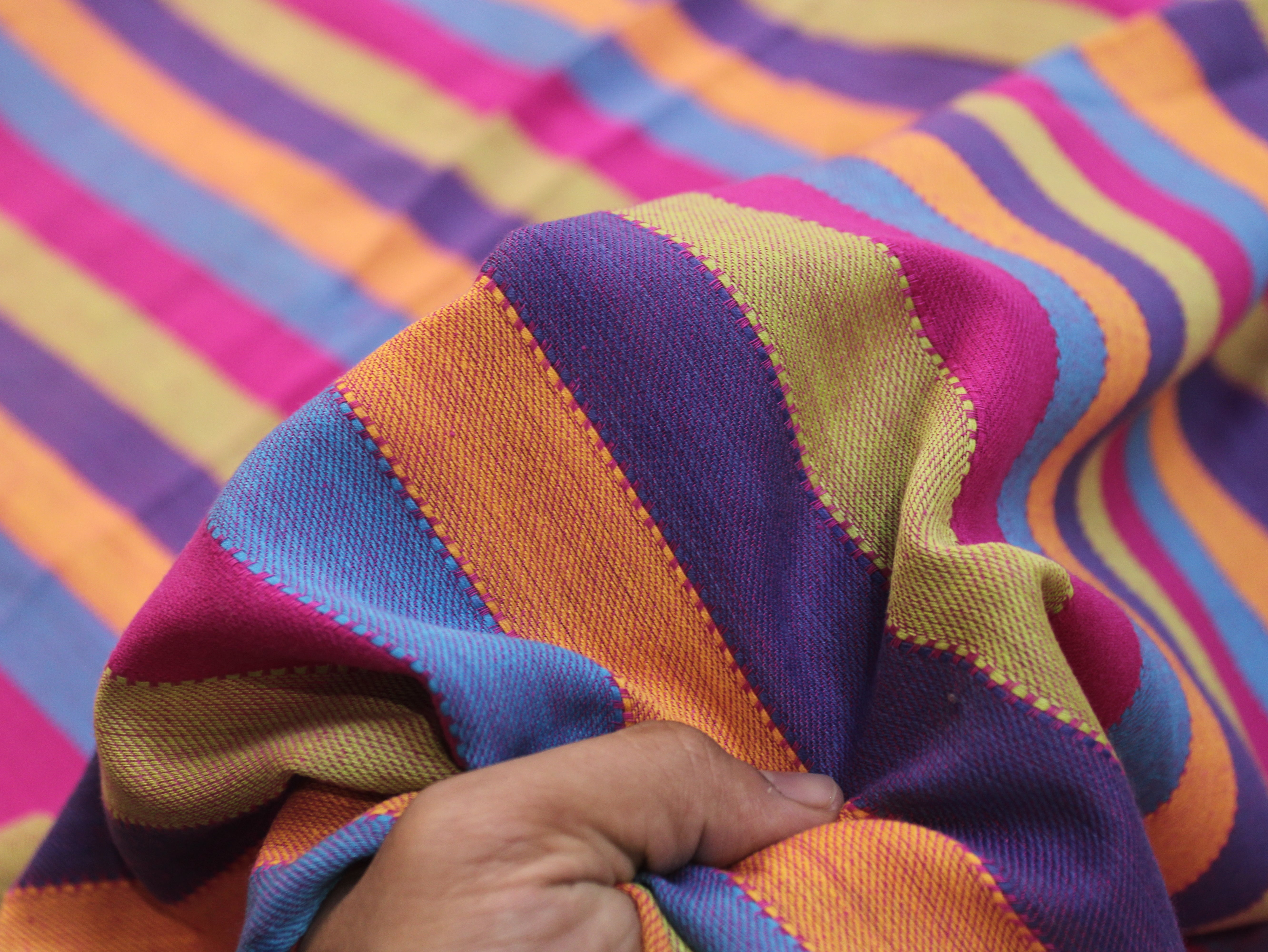 Pure Cotton Yarn-Dyed Handloom Stripe Fabric — Vibrant Horizon