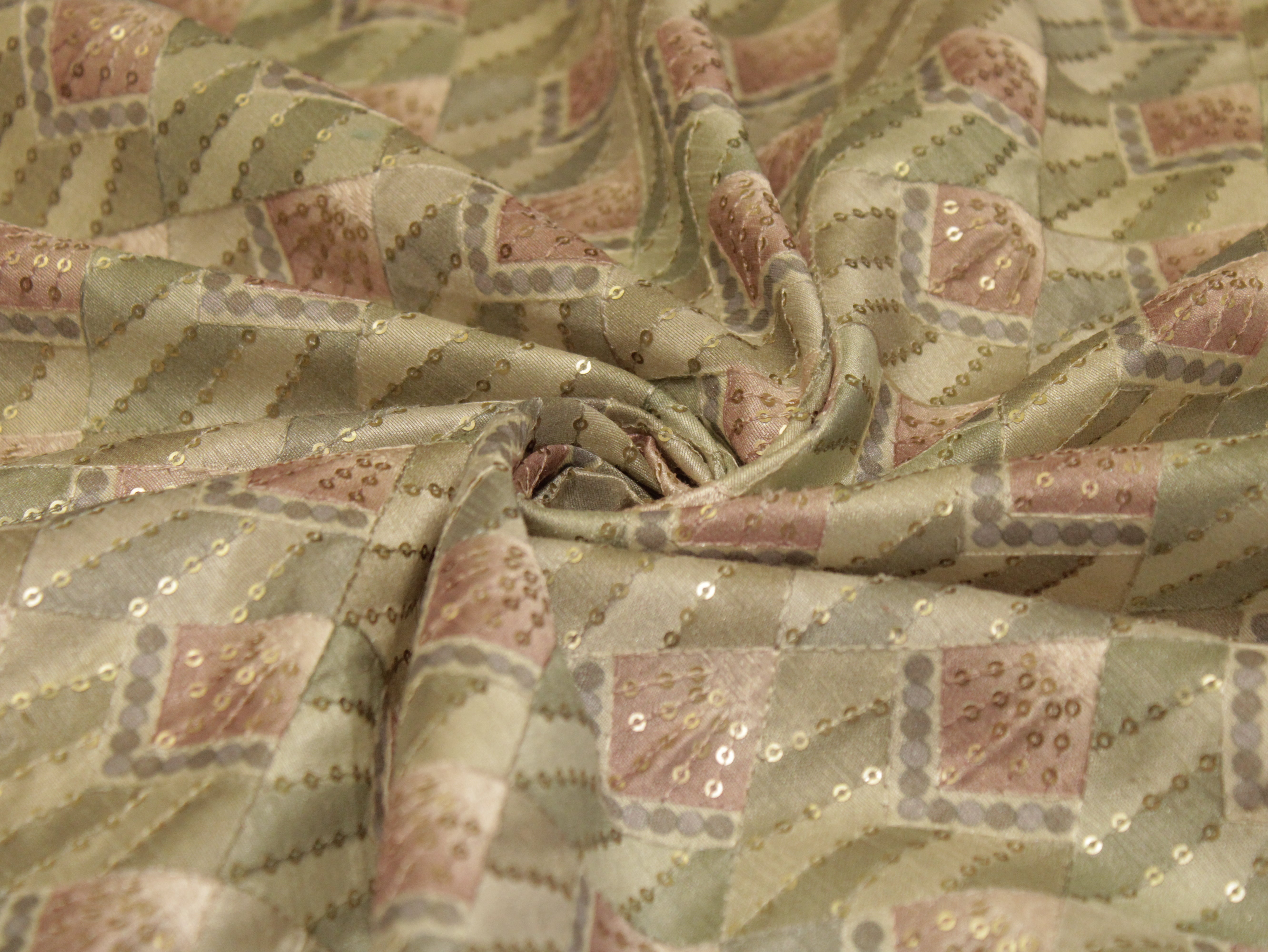 Premium Mulberry Silk Position Work Fabric - Pista