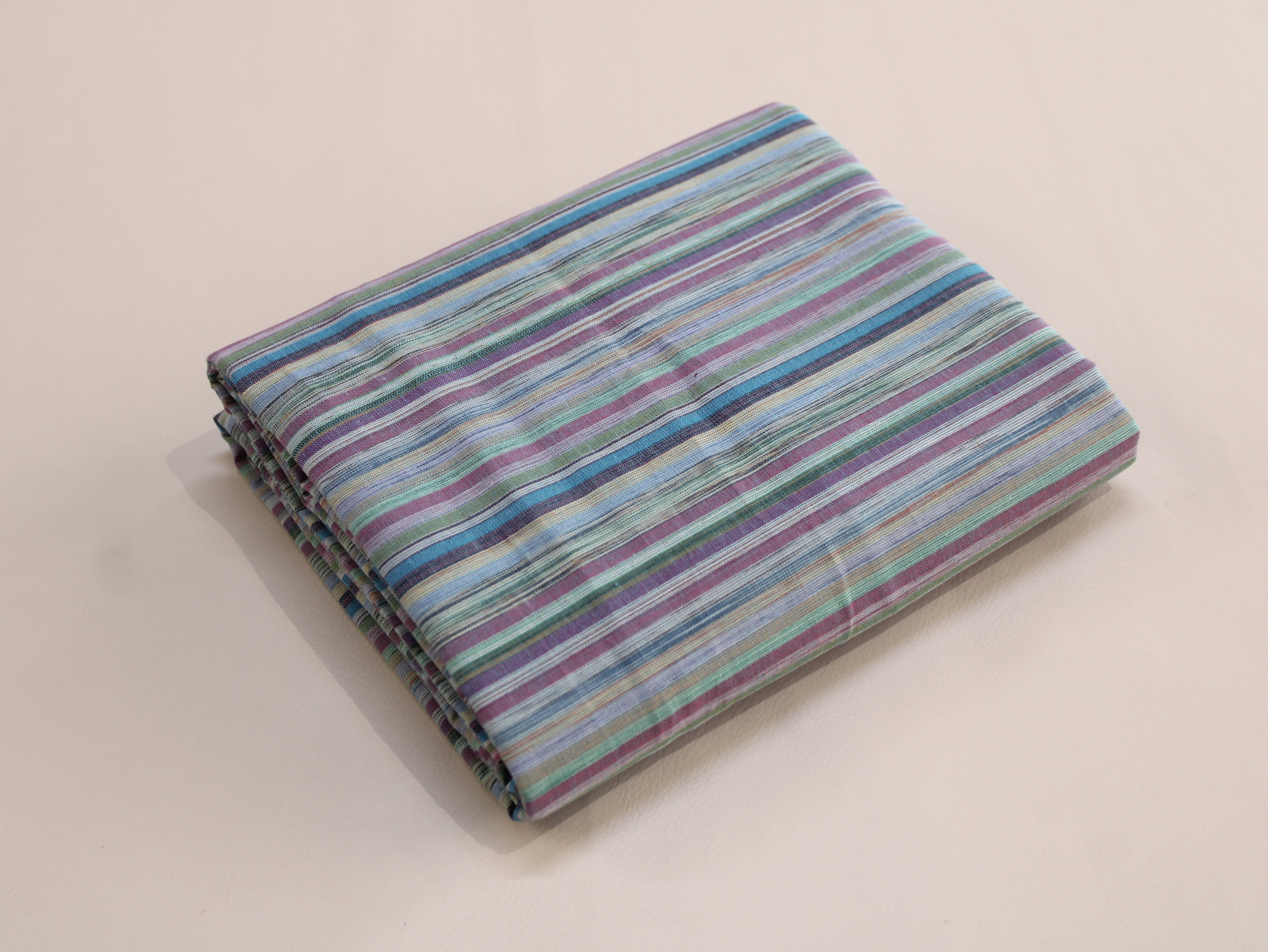 Pure Cotton Yarn-Dyed Handloom Multicolour Stripe Fabric | Misty Meadow | 44 Inch | Non-Washed | 80 GSM