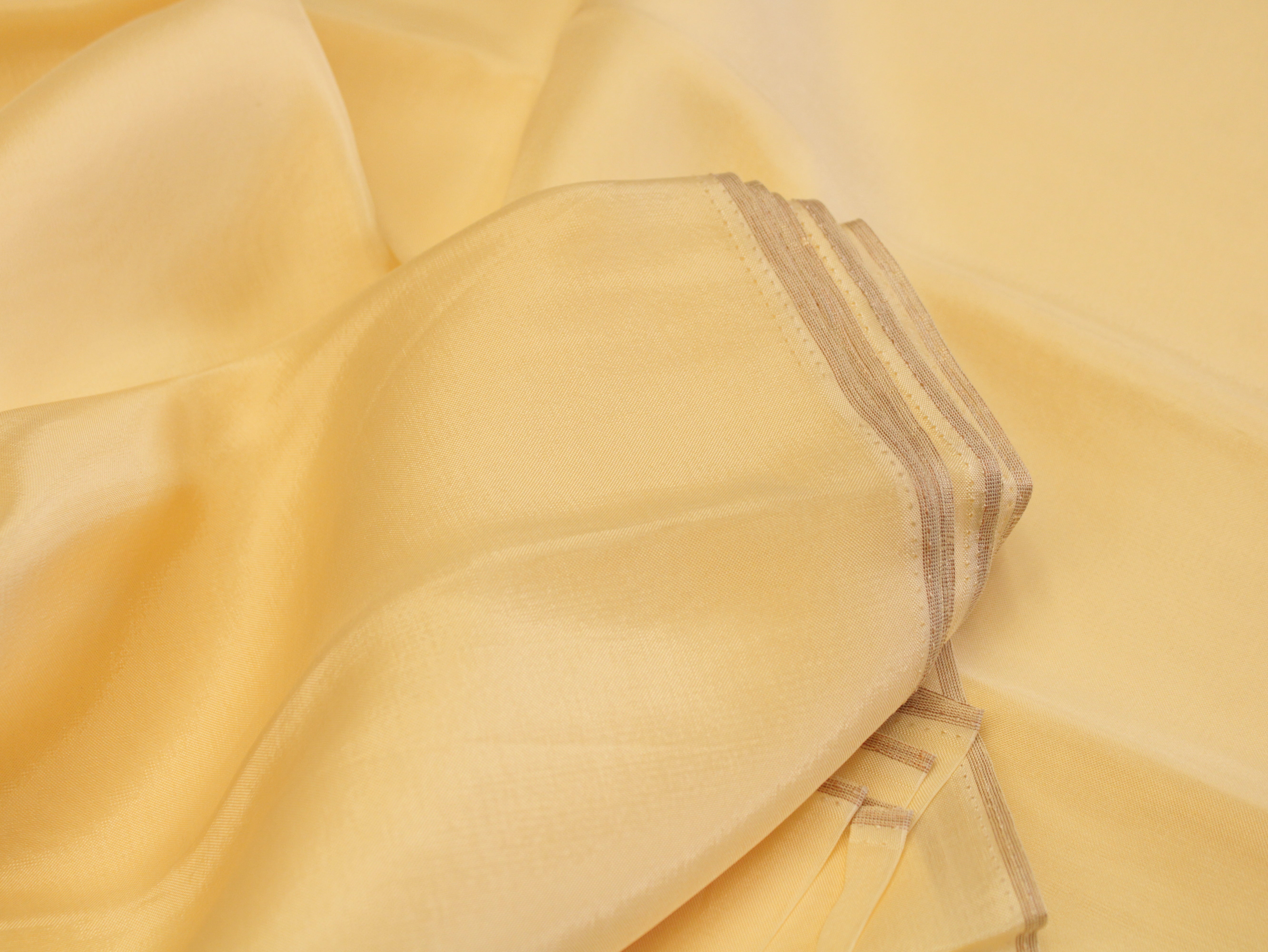 Plain dyed Upada Silk Fabric - Pastel Yellow