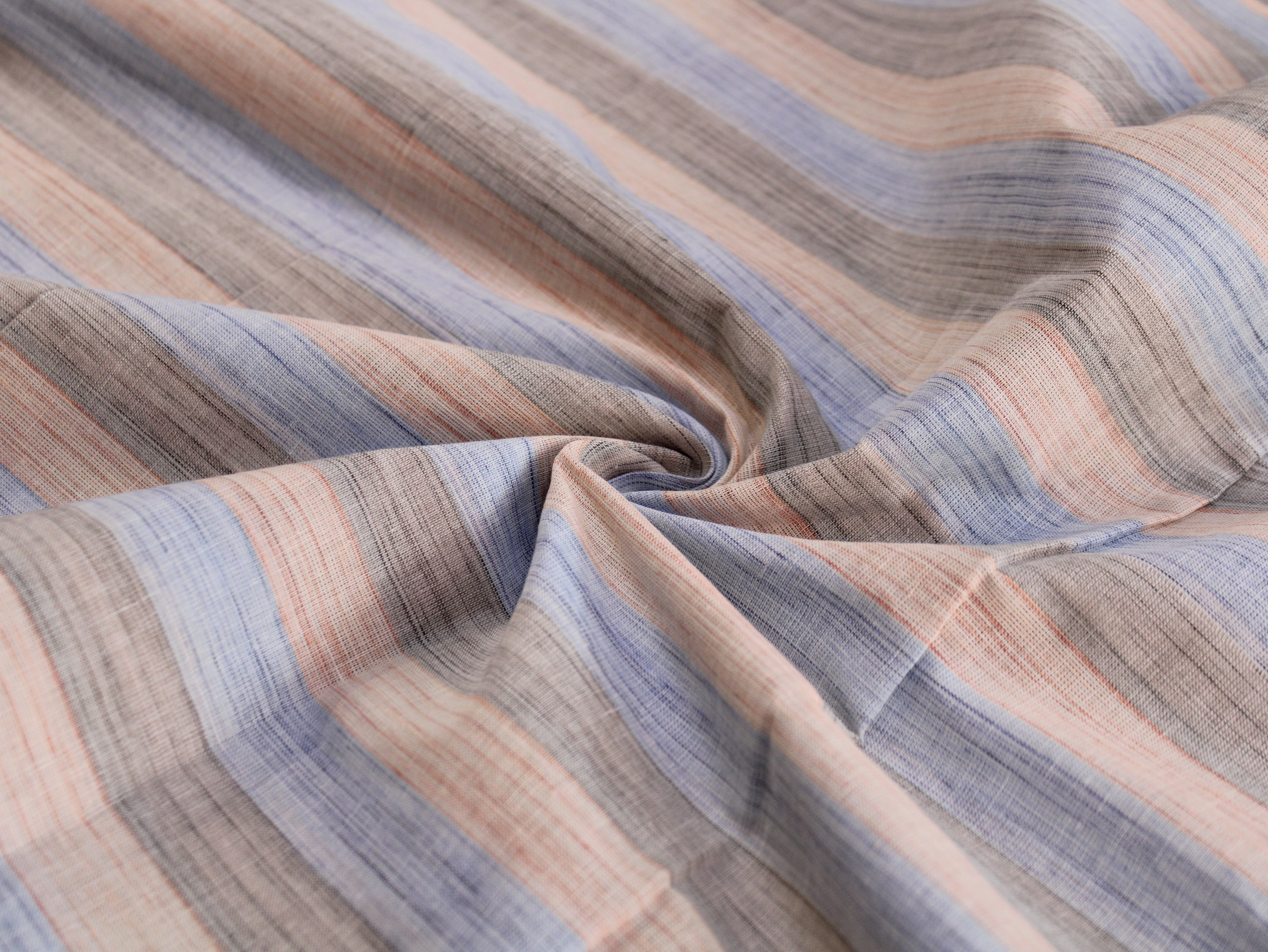 Pure Cotton Handloom Multicolour Stripe Fabric | Blush Haze | 44 Inch | Non-Washed | 80 GSM