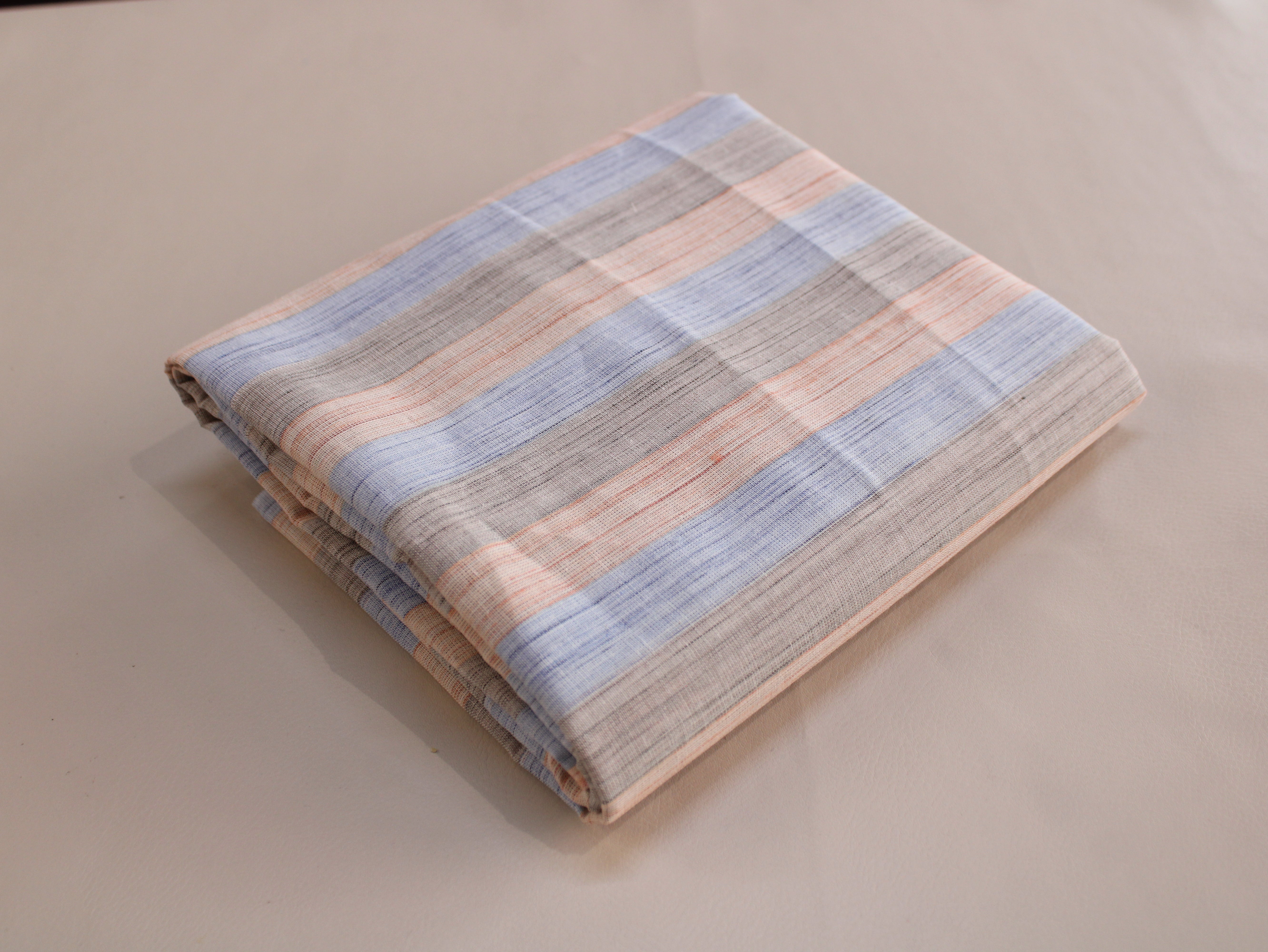 Pure Cotton Handloom Multicolour Stripe Fabric | Blush Haze | 44 Inch | Non-Washed | 80 GSM