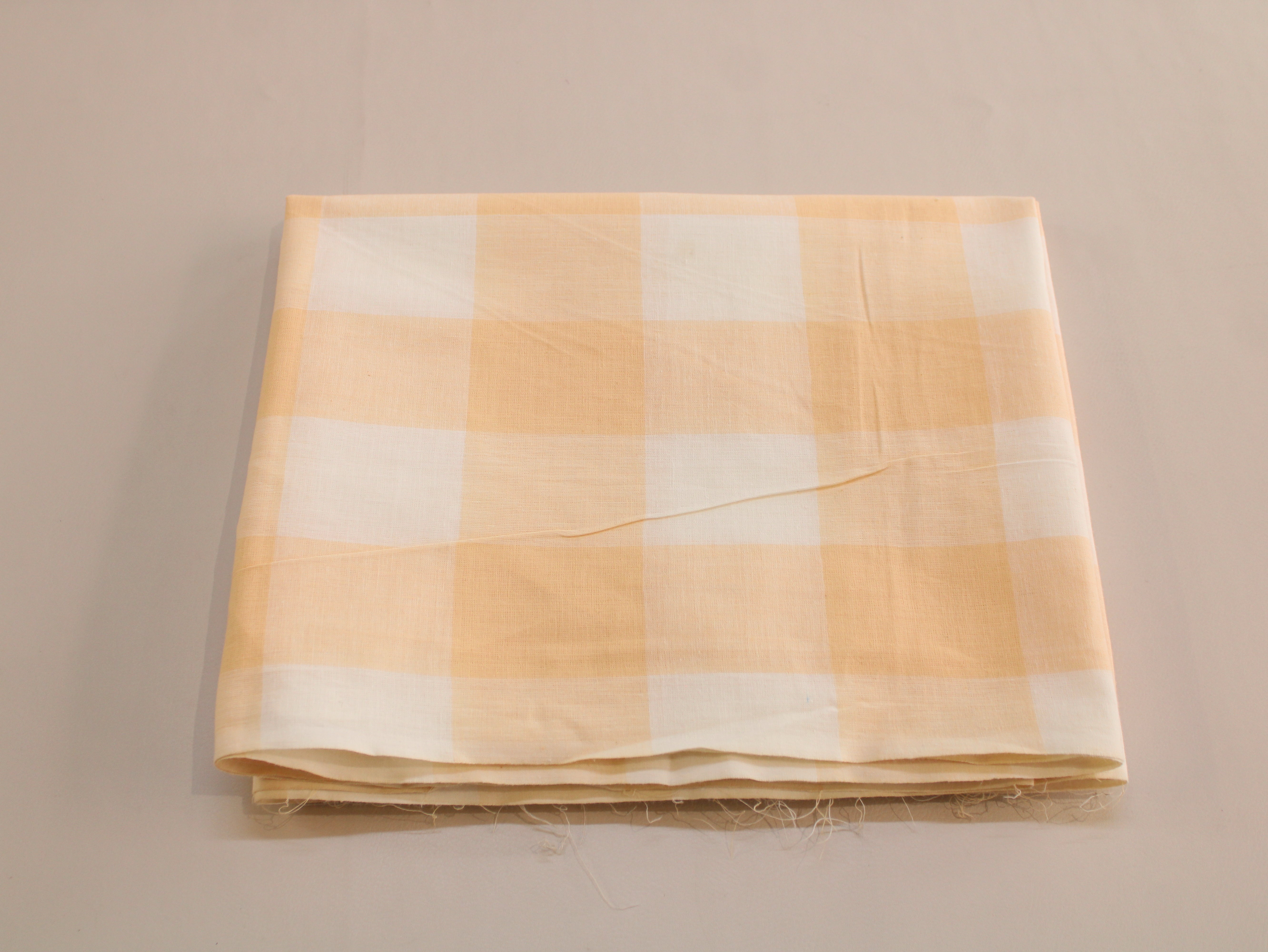 Cotton Yarn-Dyed Handloom Gingham Check Fabric | Yellow White | 44 Inch | Washed | 80 GSM
