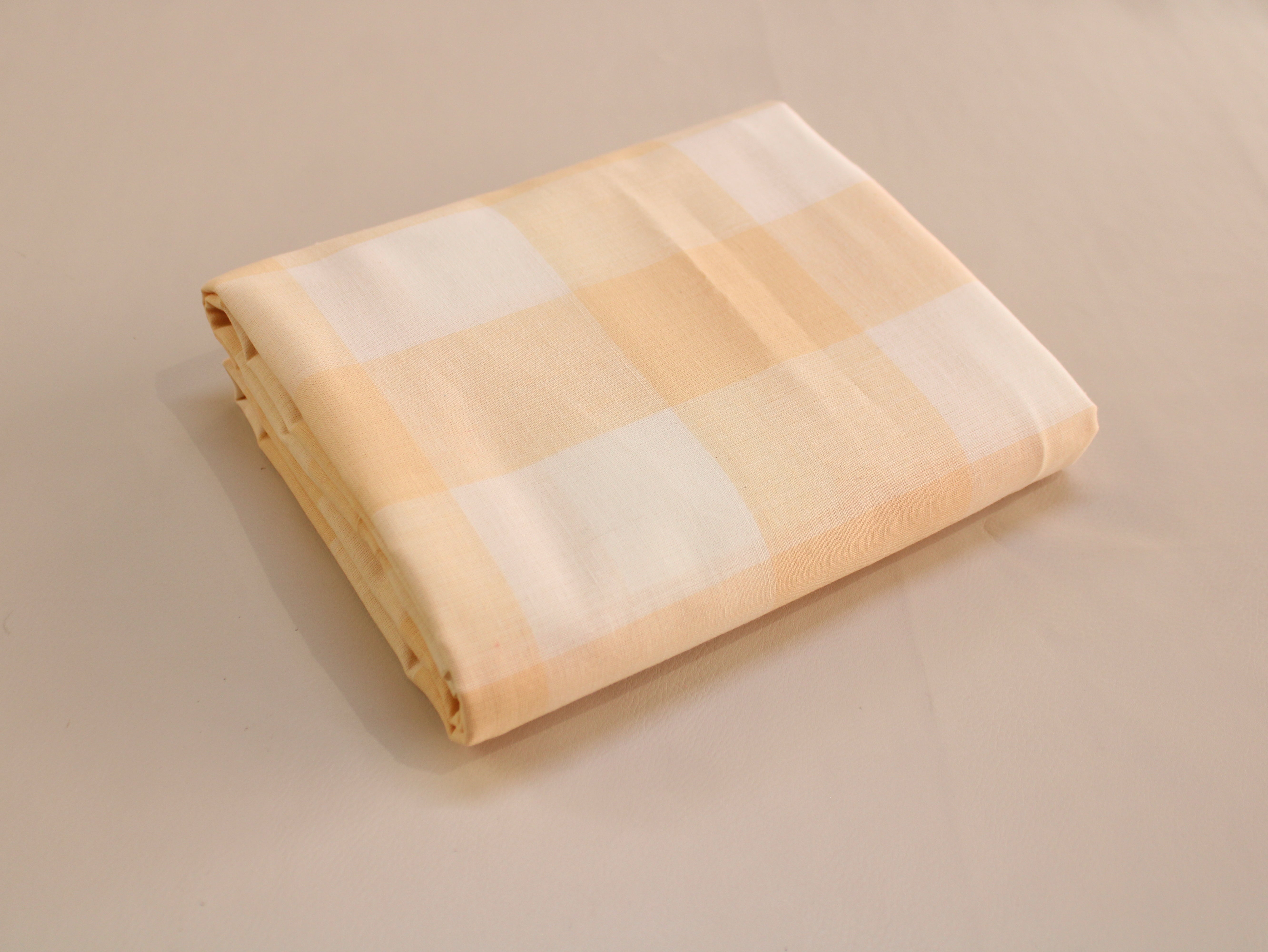 Cotton Yarn-Dyed Handloom Gingham Check Fabric | Yellow White | 44 Inch | Washed | 80 GSM