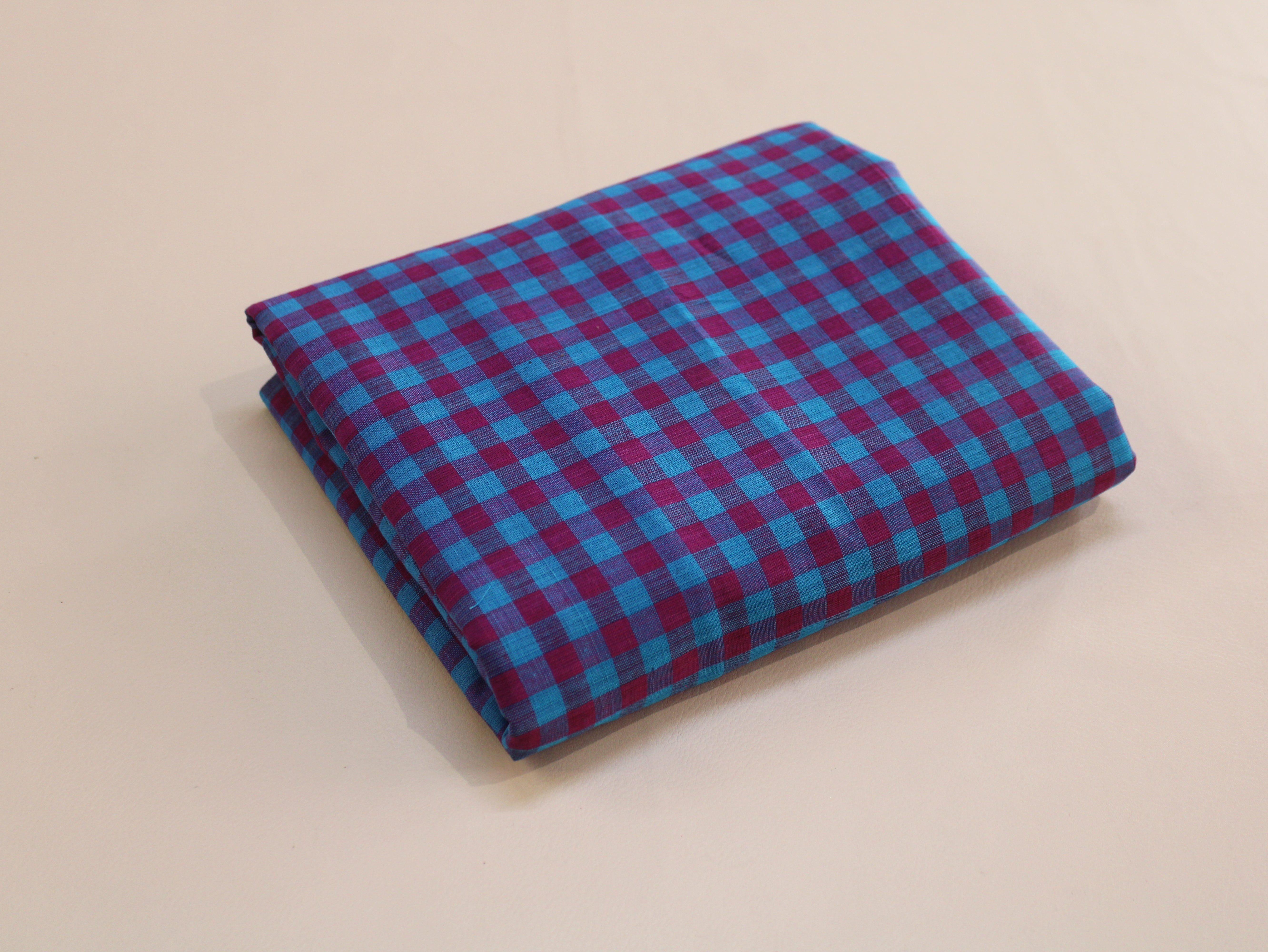 Pure Cotton Handloom Gingham Check Fabric | Pink Blue Purple | 44 Inch | Non-Washed | 100 GSM