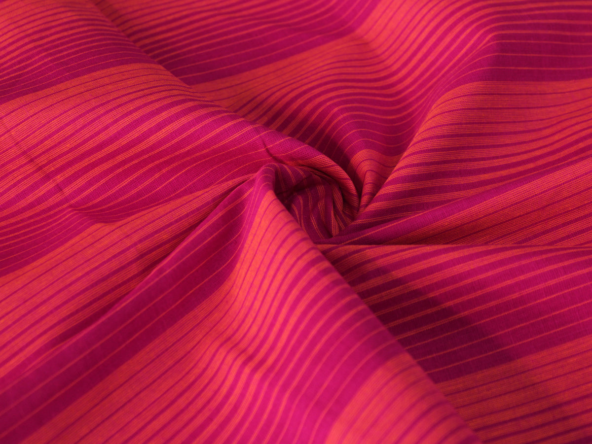Pure Cotton Yarn-Dyed Handloom Stripe Fabric | Pink Orange | 44 Inch | Non-Washed | 80 GSM