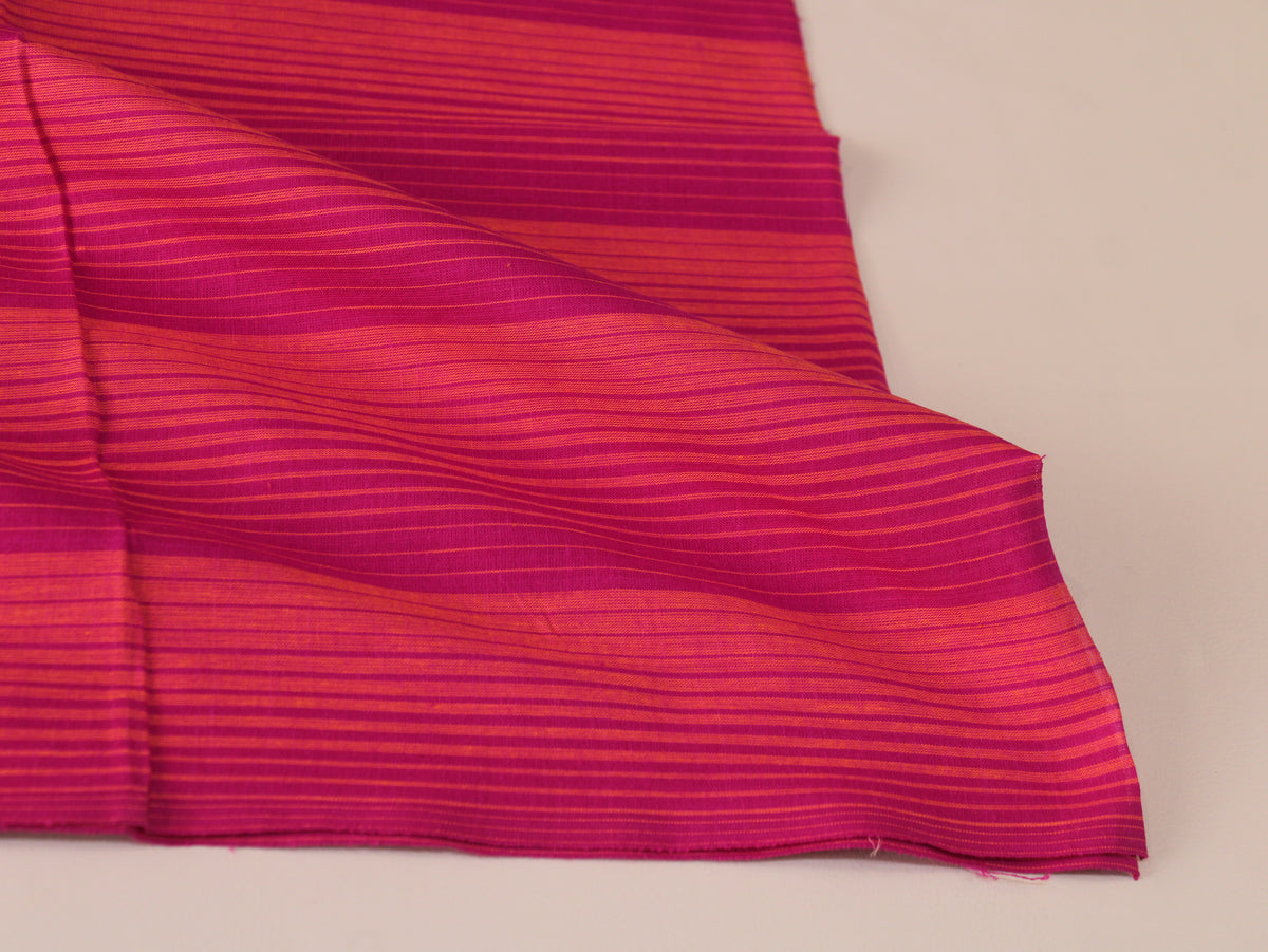 Pure Cotton Yarn-Dyed Handloom Stripe Fabric | Pink Orange | 44 Inch | Non-Washed | 80 GSM