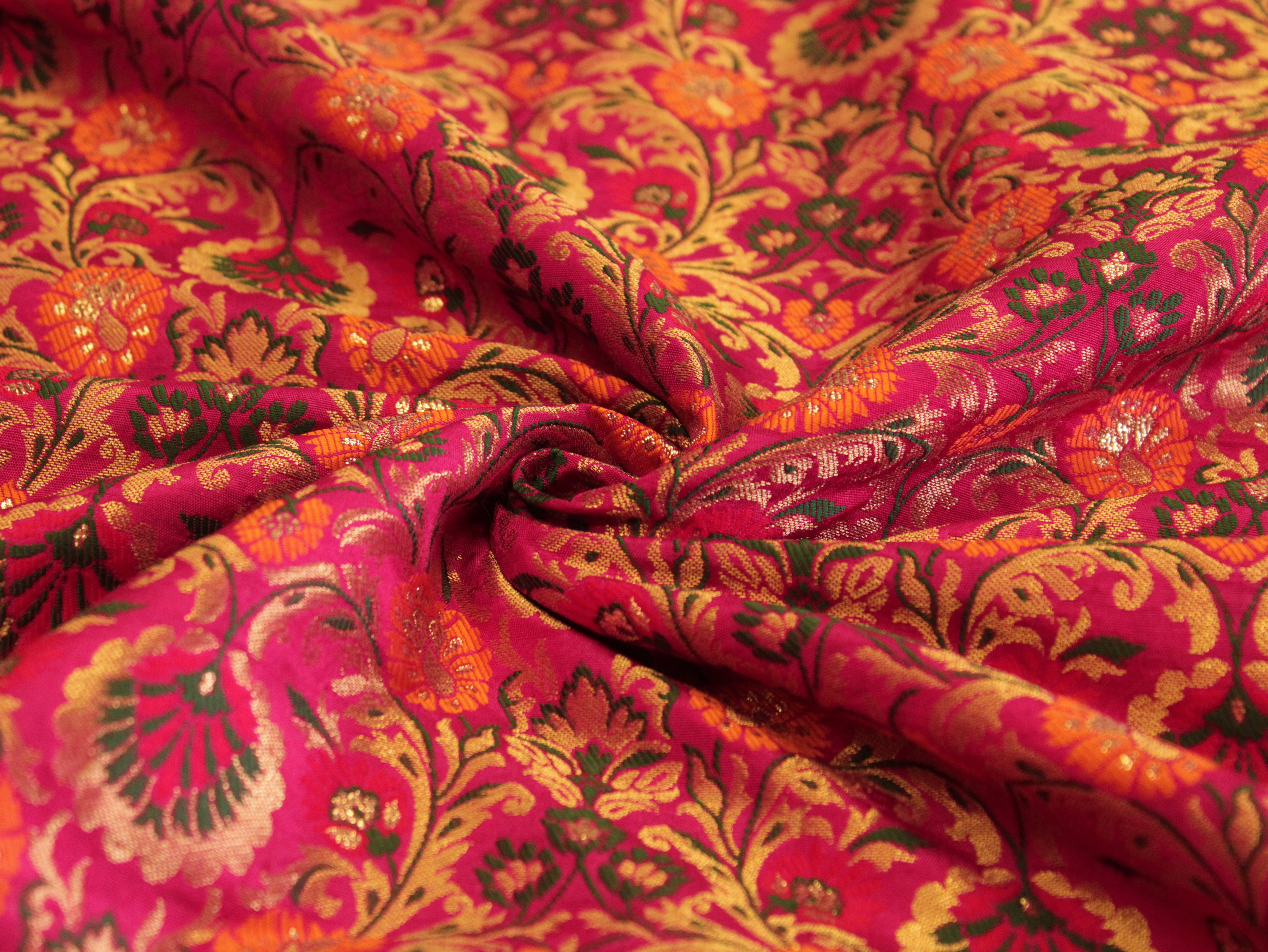 Premium Banarasi Woven Jacquard Fabric - Pink