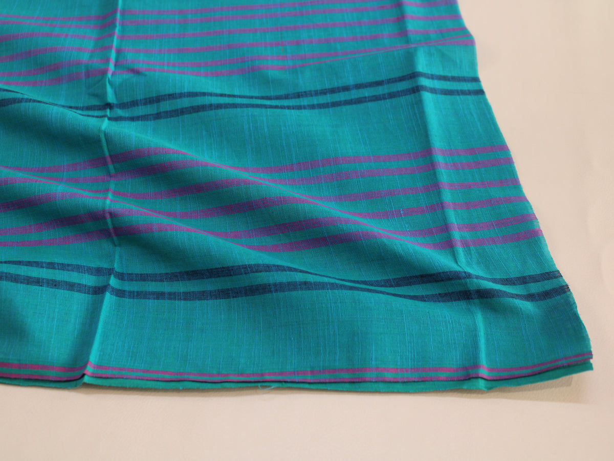 Pure Cotton Yarn-Dyed Handloom Multicolour Stripe Fabric | Blue Purple | 44 Inch | Non-Washed | 80 GSM