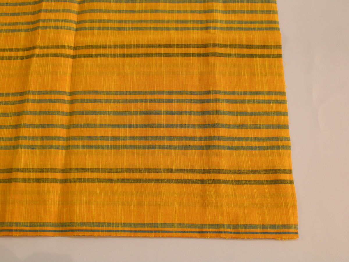 Pure Cotton Yarn-Dyed Handloom Stripe Fabric | Yellow Green | 44 Inch | Non-Washed | 80 GSM