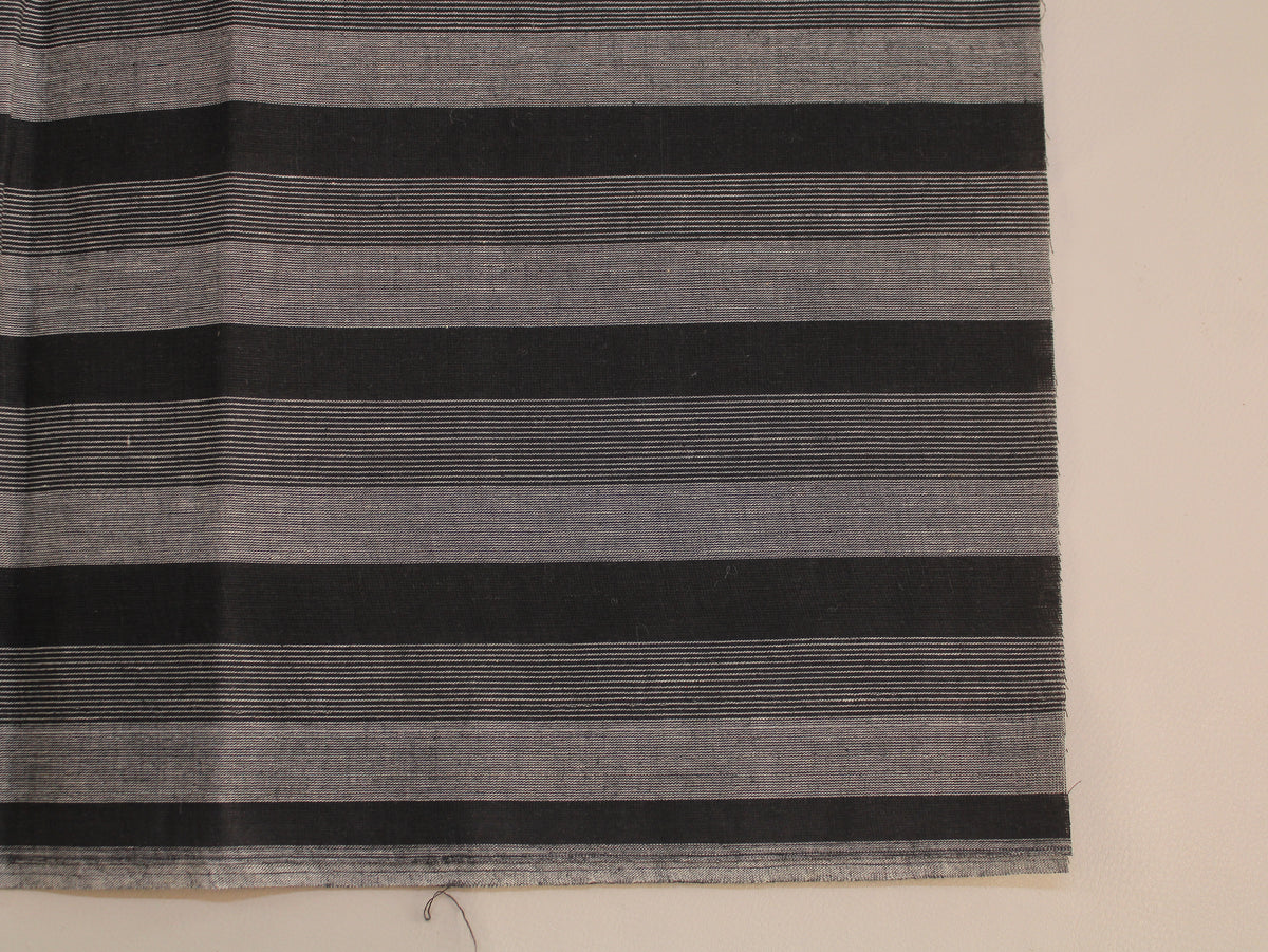 Pure Cotton Yarn-Dyed Handloom Stripe Fabric | Black Grey | 44 Inch | Non-Washed | 80 GSM