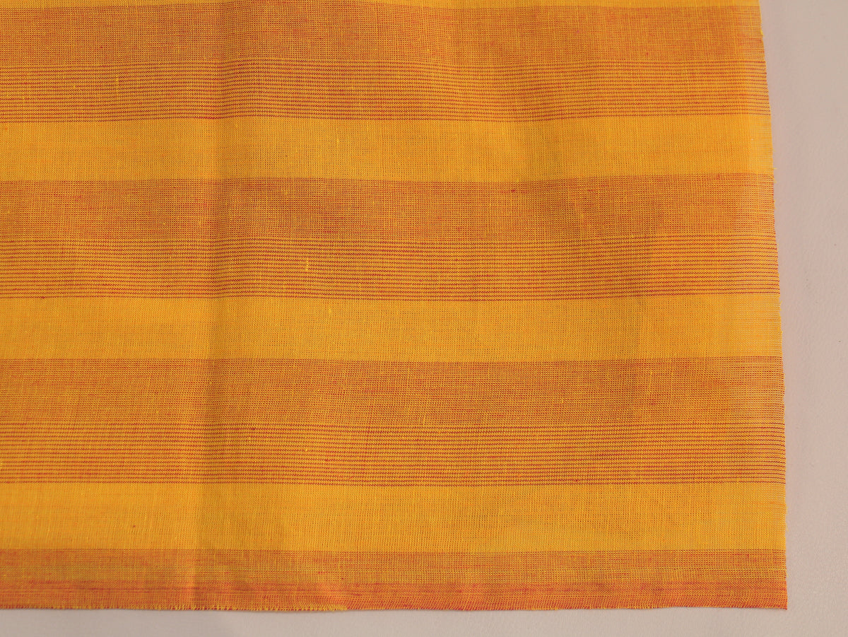 Pure Cotton Yarn-Dyed Handloom Stripe Fabric | Yellow Orange | 44 Inch | Non-Washed | 80 GSM