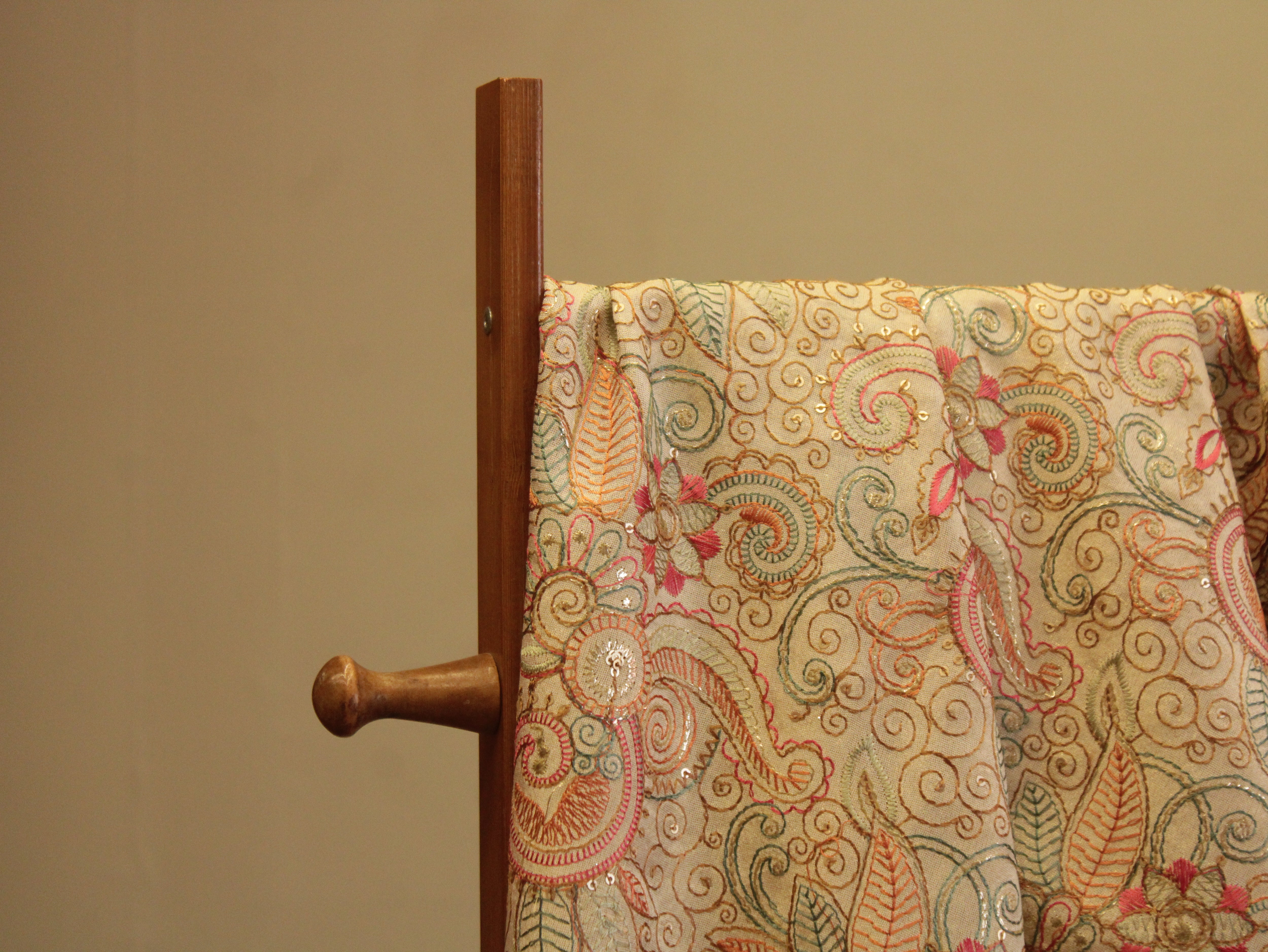 Pure Georgette Mukaish Paste work Fabric - White Dyeable