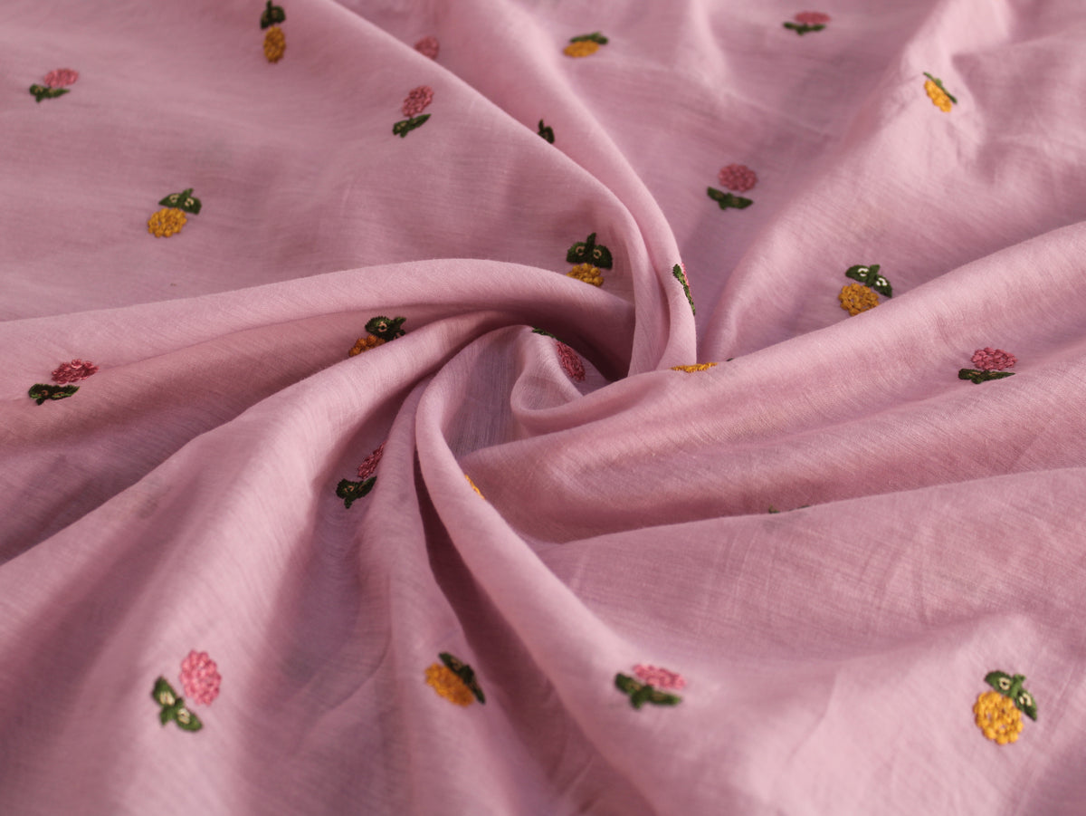 Mal Chanderi Embroidered Fabric | Lavender | 44 Inch
