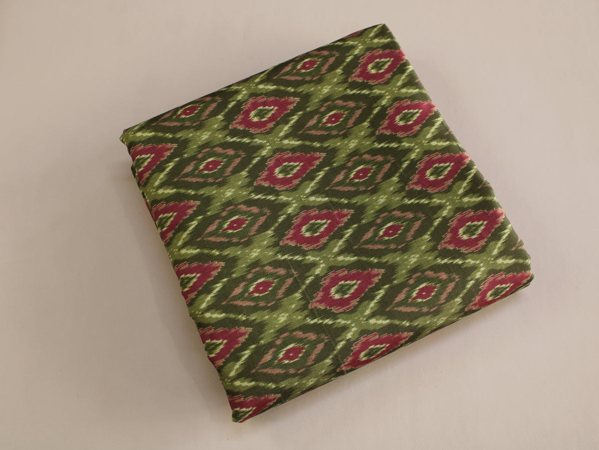 Tissu imprimé Ikat effet Matka de soie artificielle