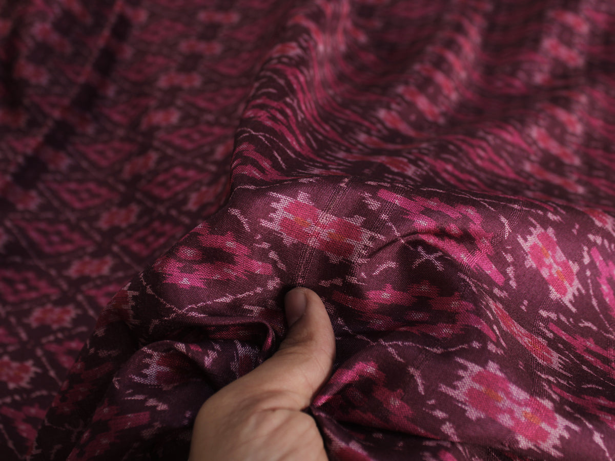 Digital Printed Art Matka Silk Slub Texture Fabric | 44 Inch