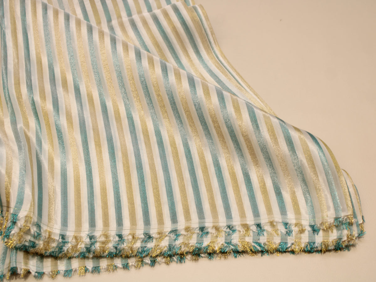 Tissu Jacquard Rayé Auto-Tissé Cosmos – Finition Pastel Multicolore
