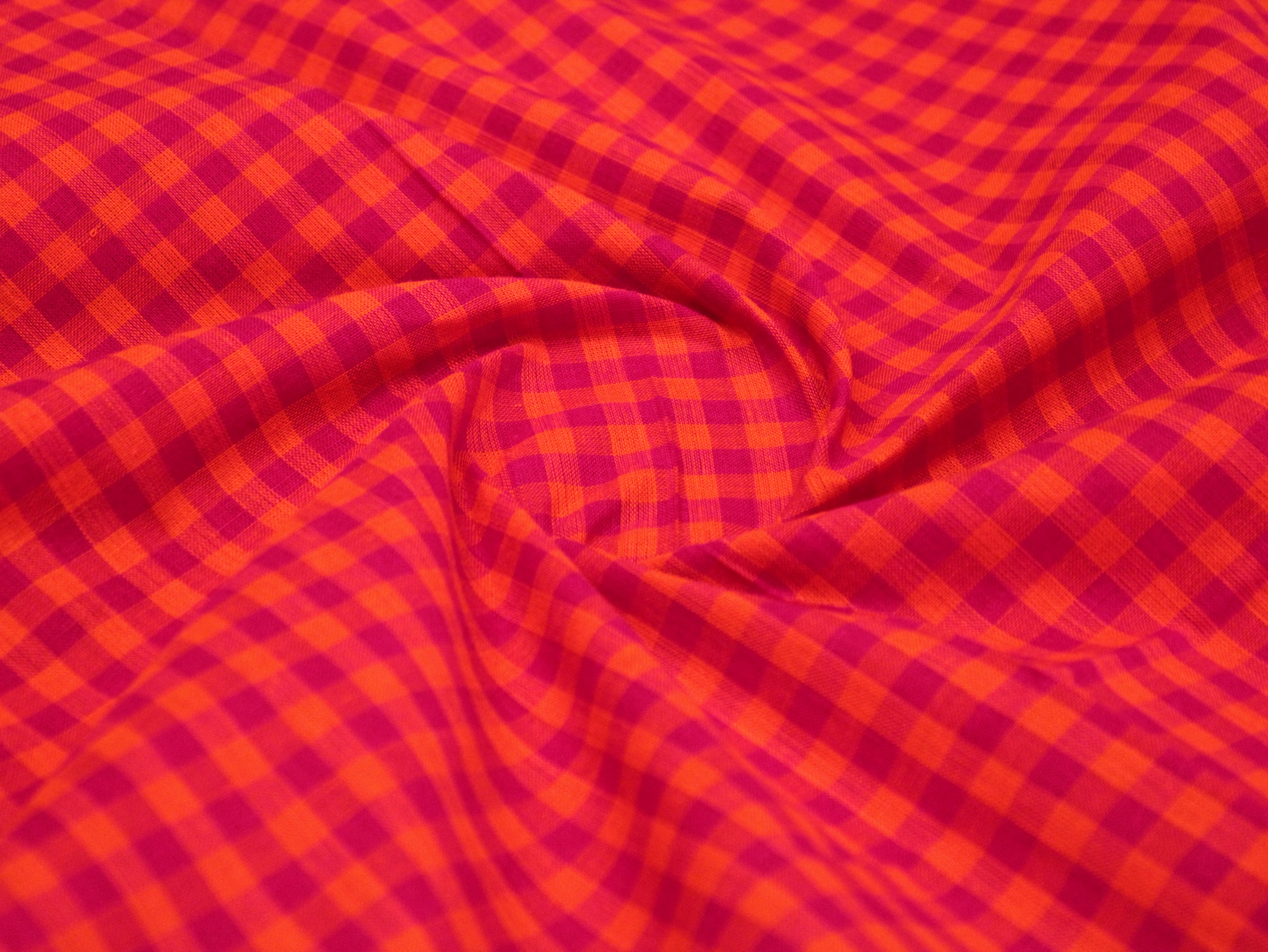 Checked Handloom Pure Cotton Woven Fabric