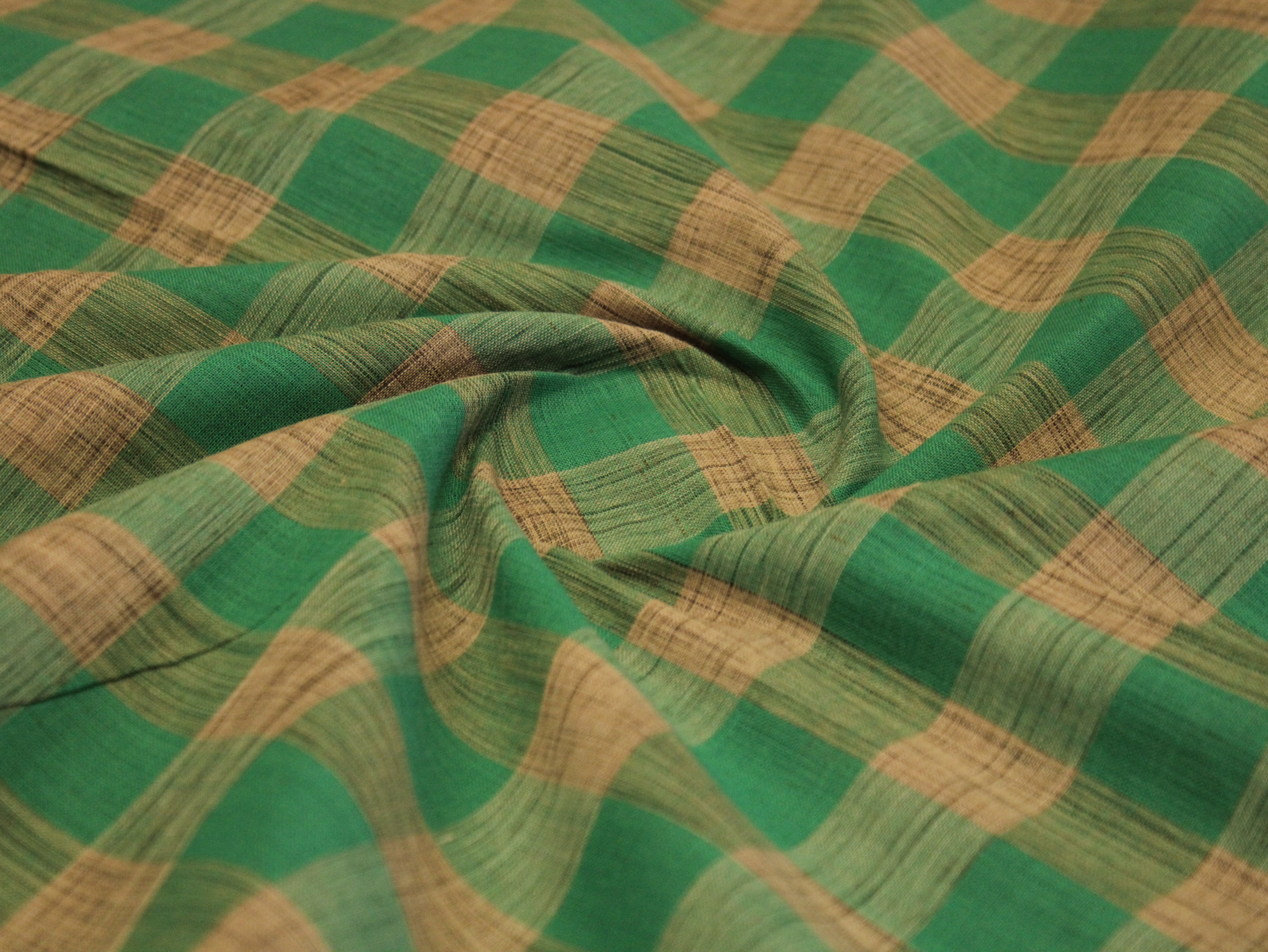 Checked Handloom Pure Cotton Woven Fabric