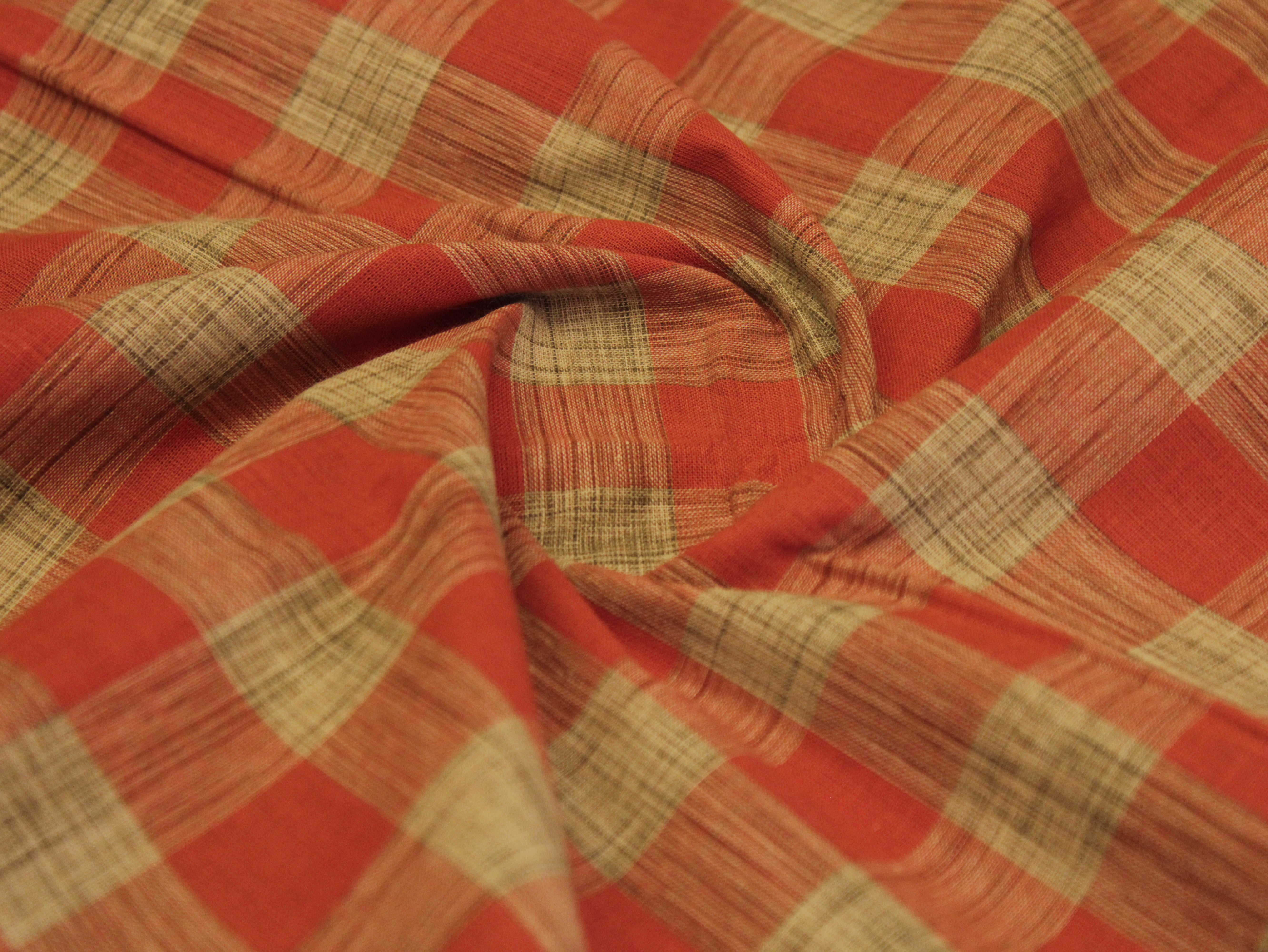 Checked Handloom Pure Cotton Woven Fabric
