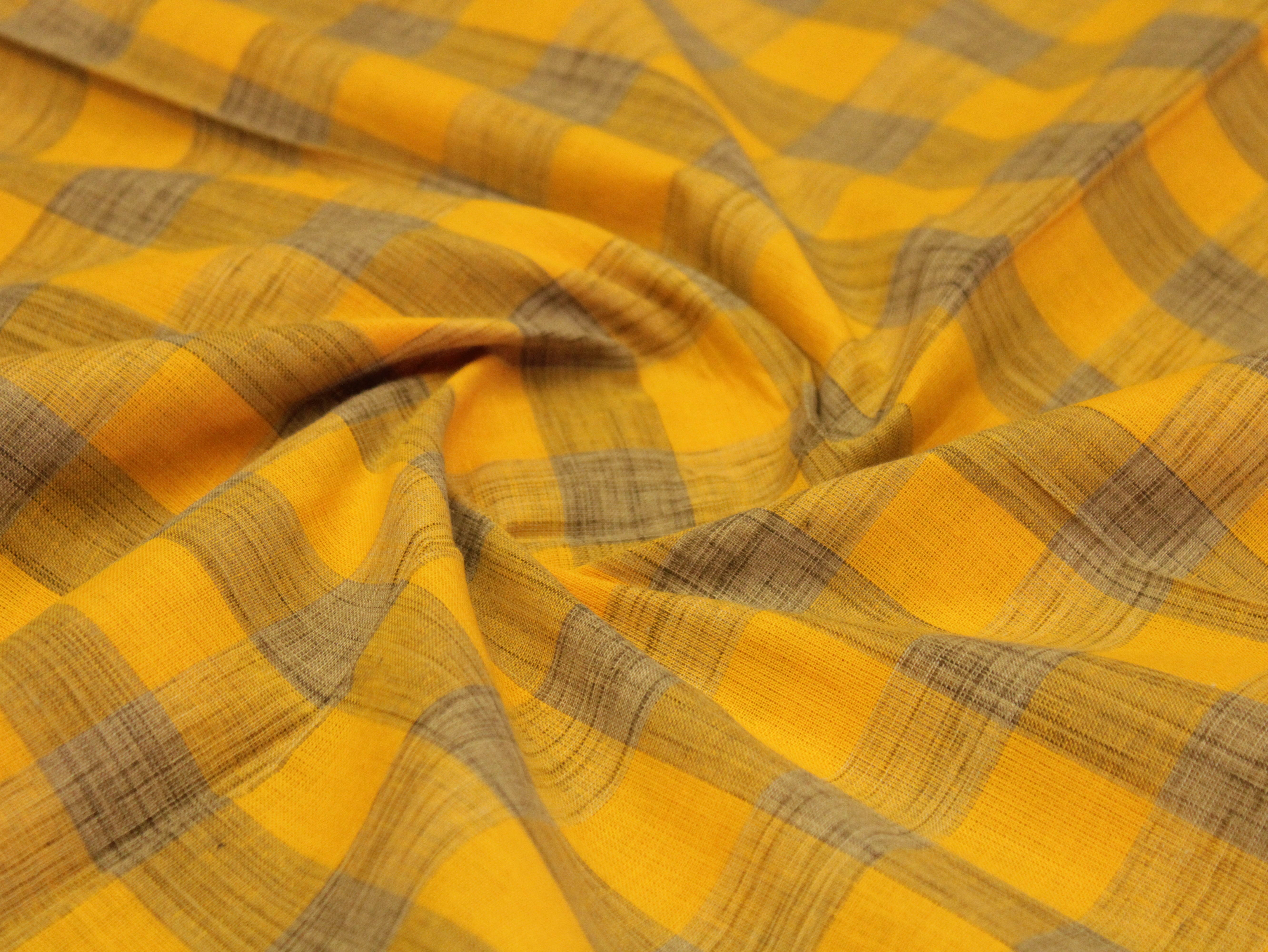 Checked Handloom Pure Cotton Woven Fabric