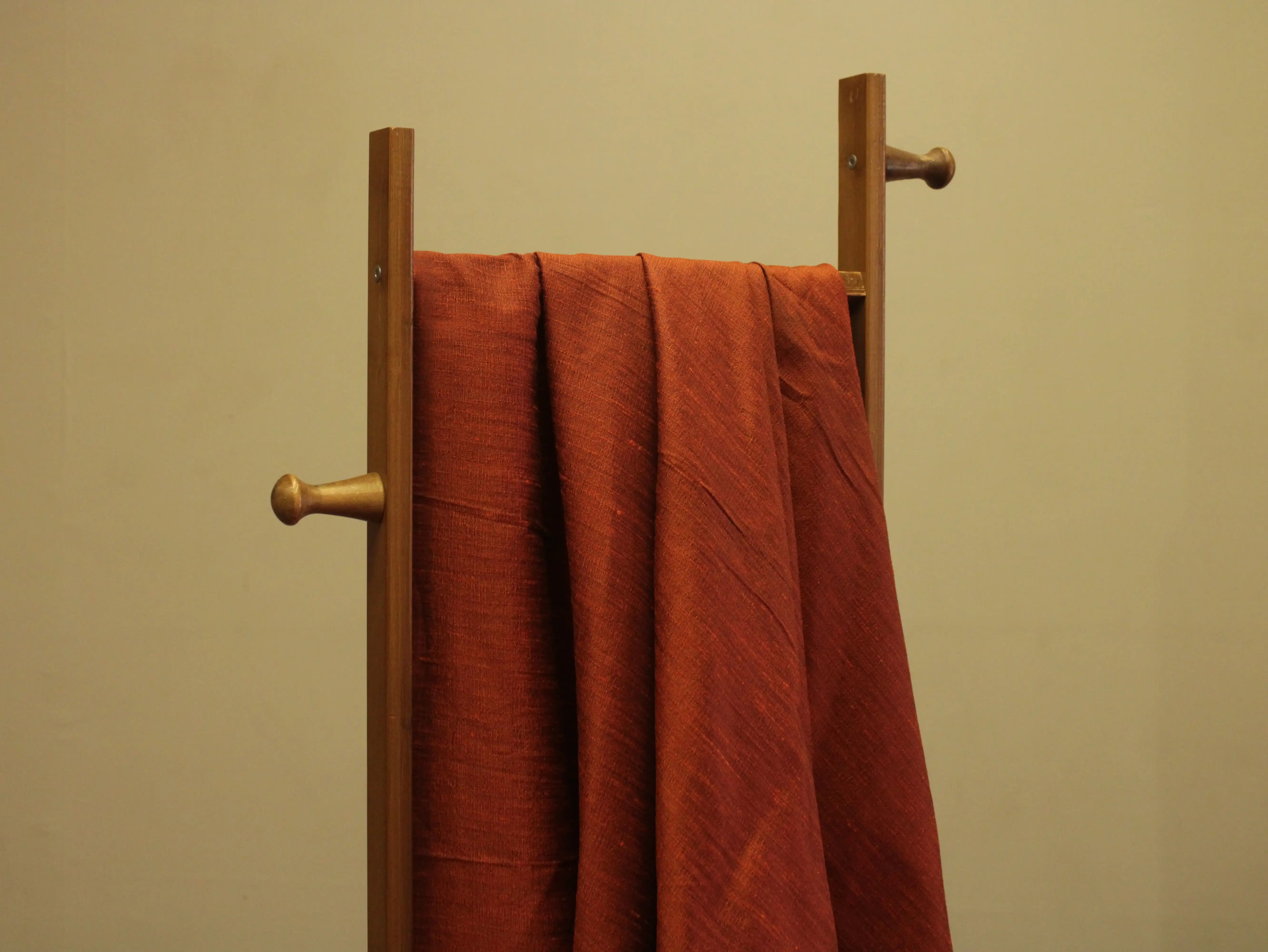 Plain Dyed Raw/Dupion Silk Fabric - Rust