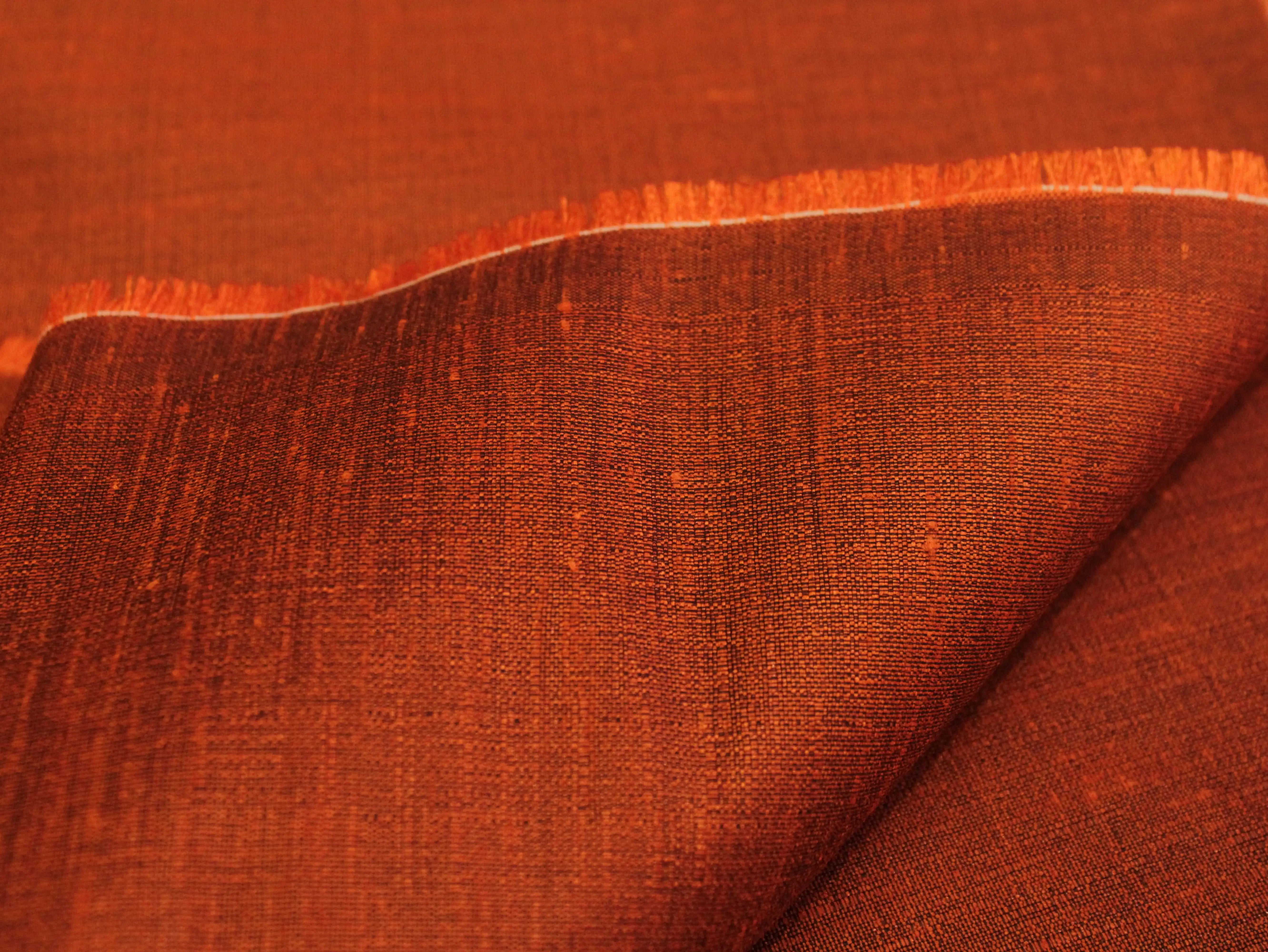 Plain Dyed Raw/Dupion Silk Fabric - Rust