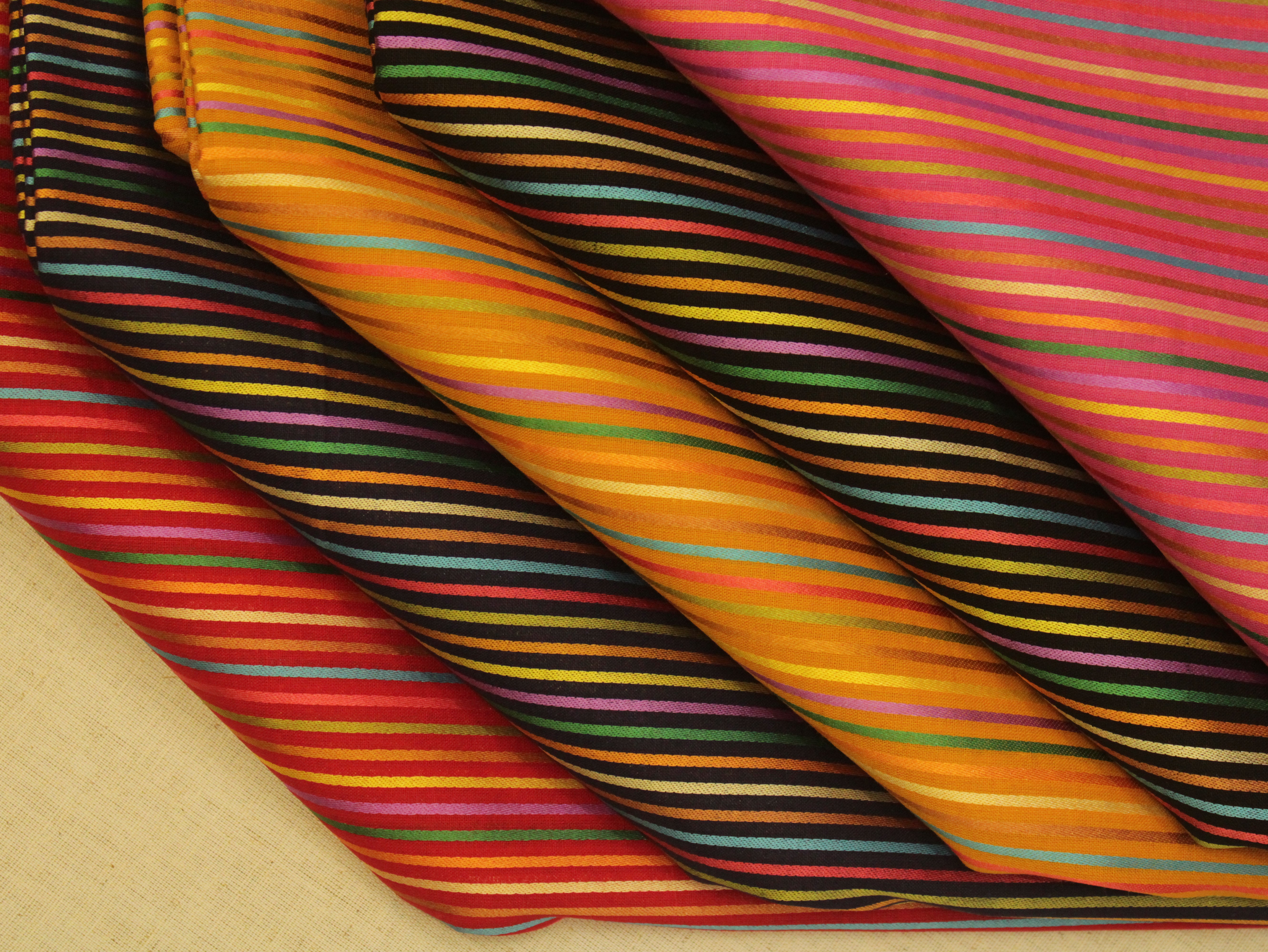 Pure Cotton Woven Multi-Color Stripes Fabric