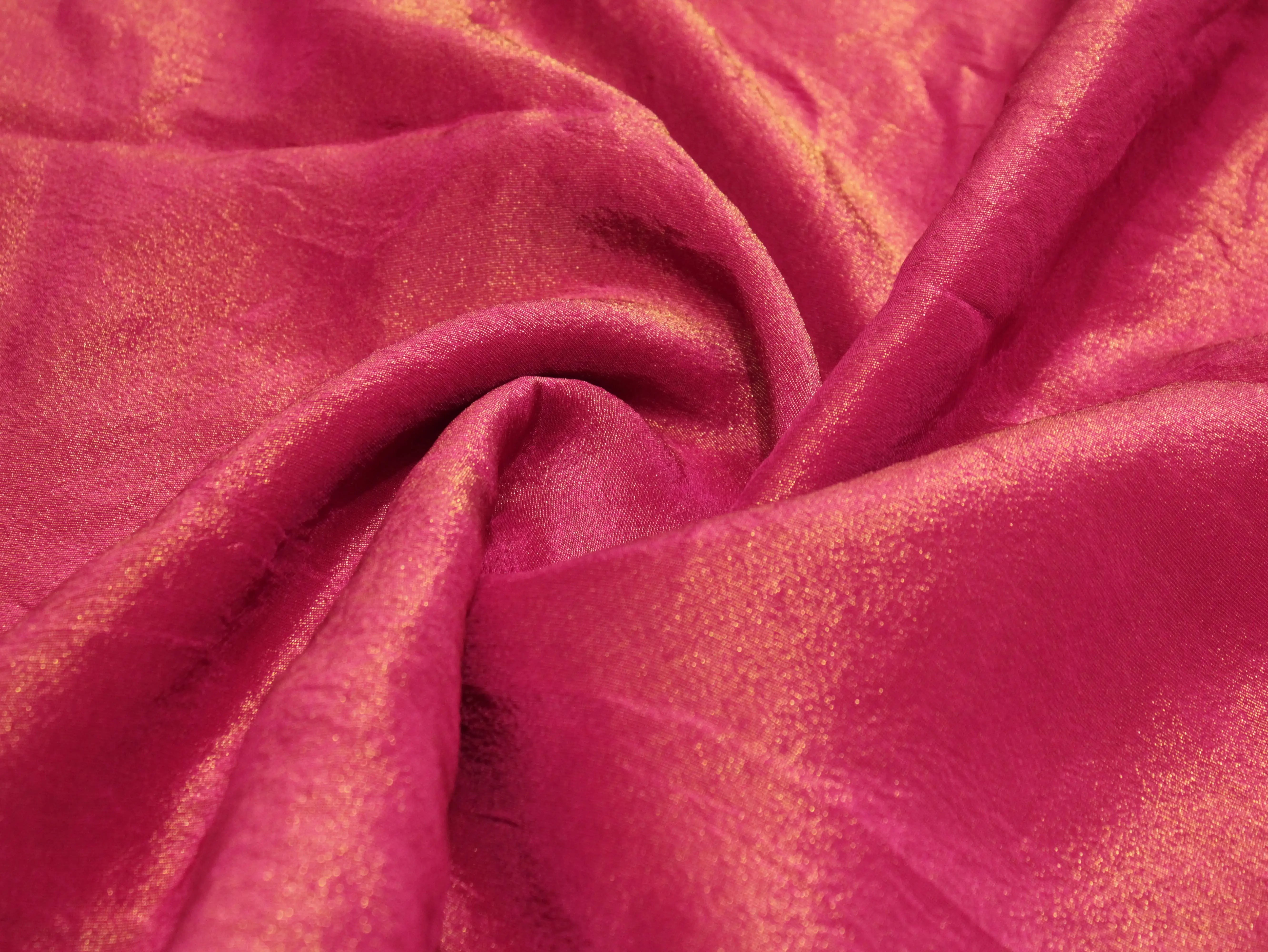Plain dyed Tissue Silk Fabric - Rani Pink