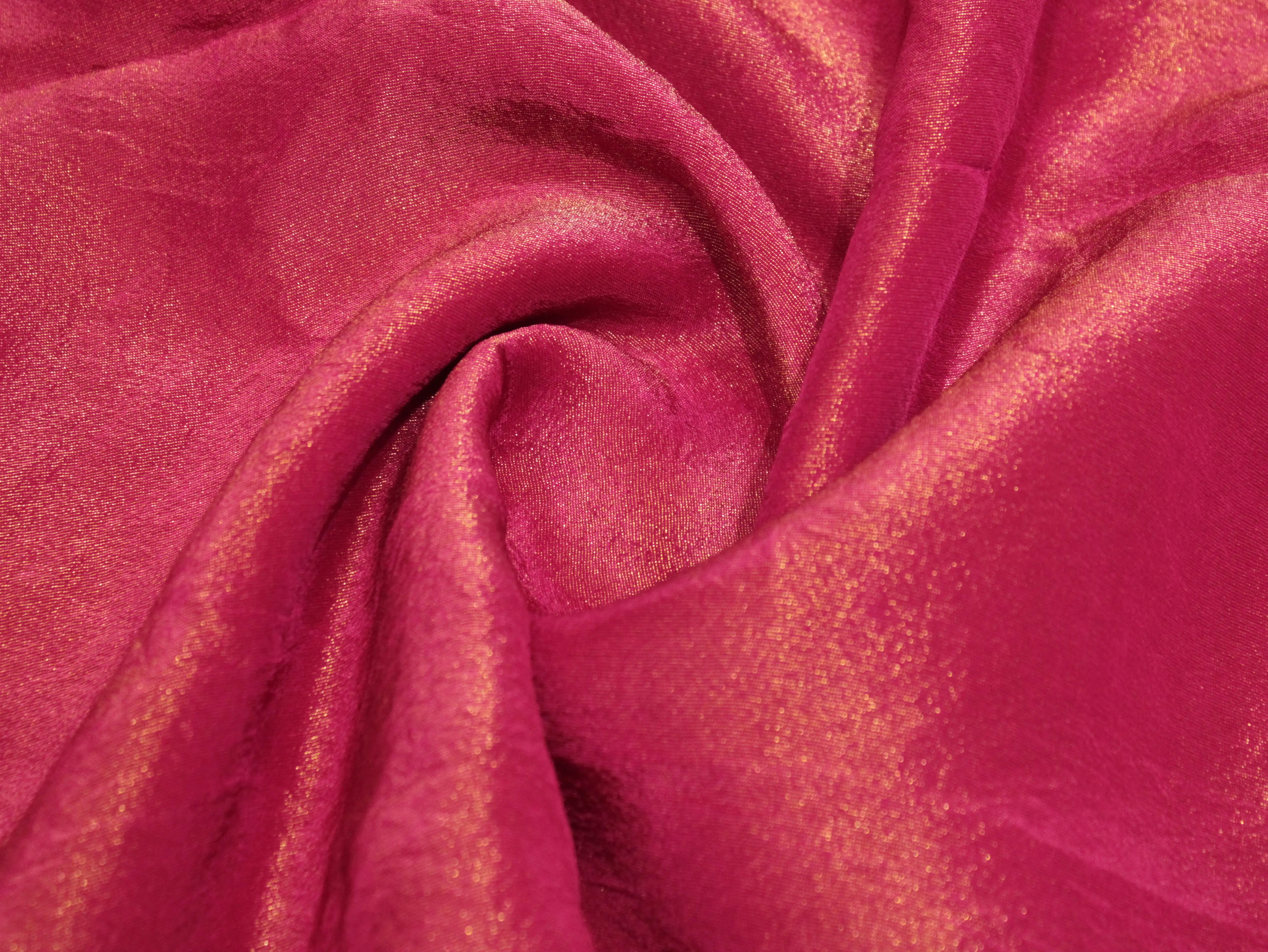 Plain dyed Tissue Silk Fabric - Rani Pink