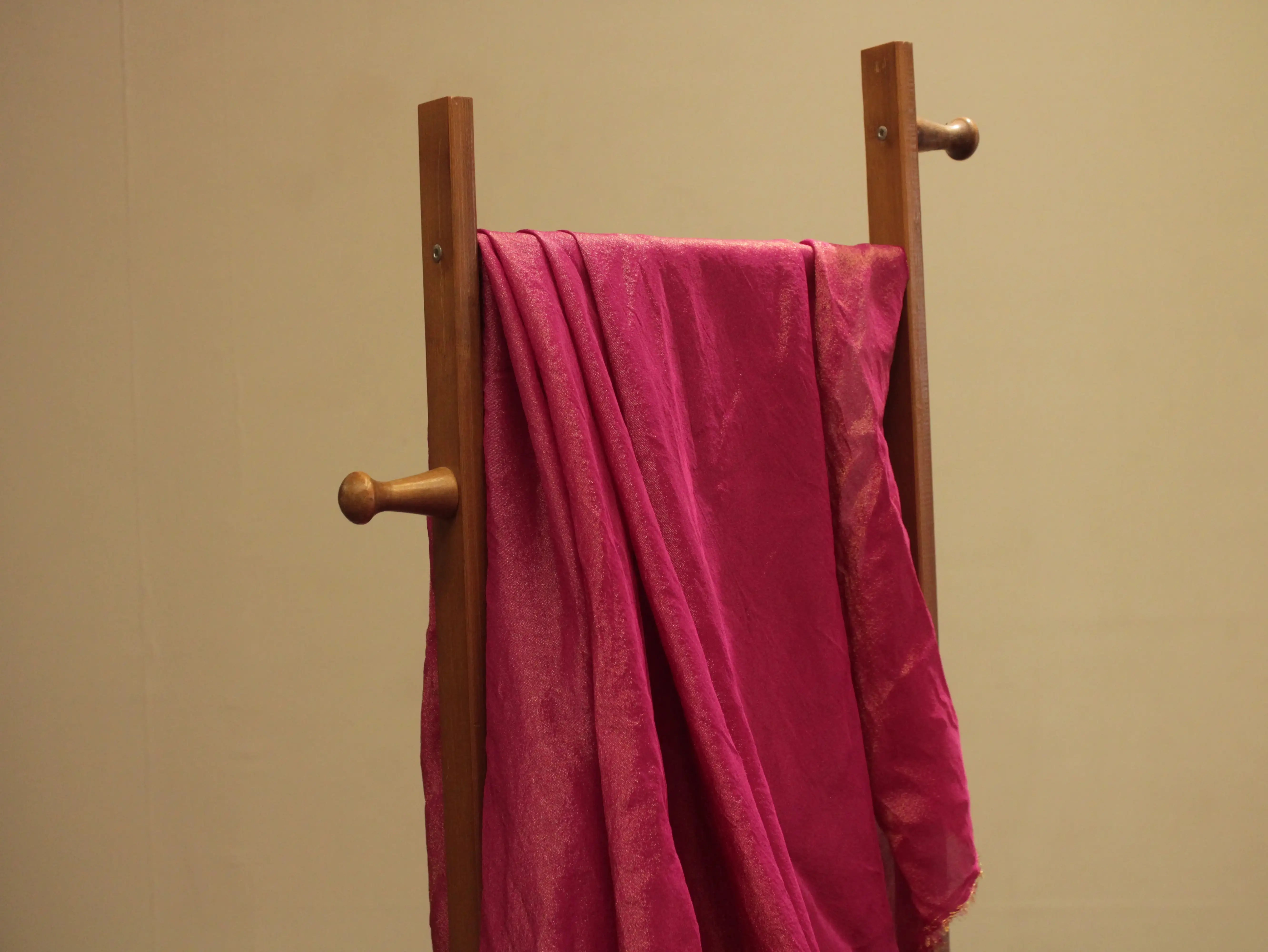 Plain dyed Tissue Silk Fabric - Rani Pink