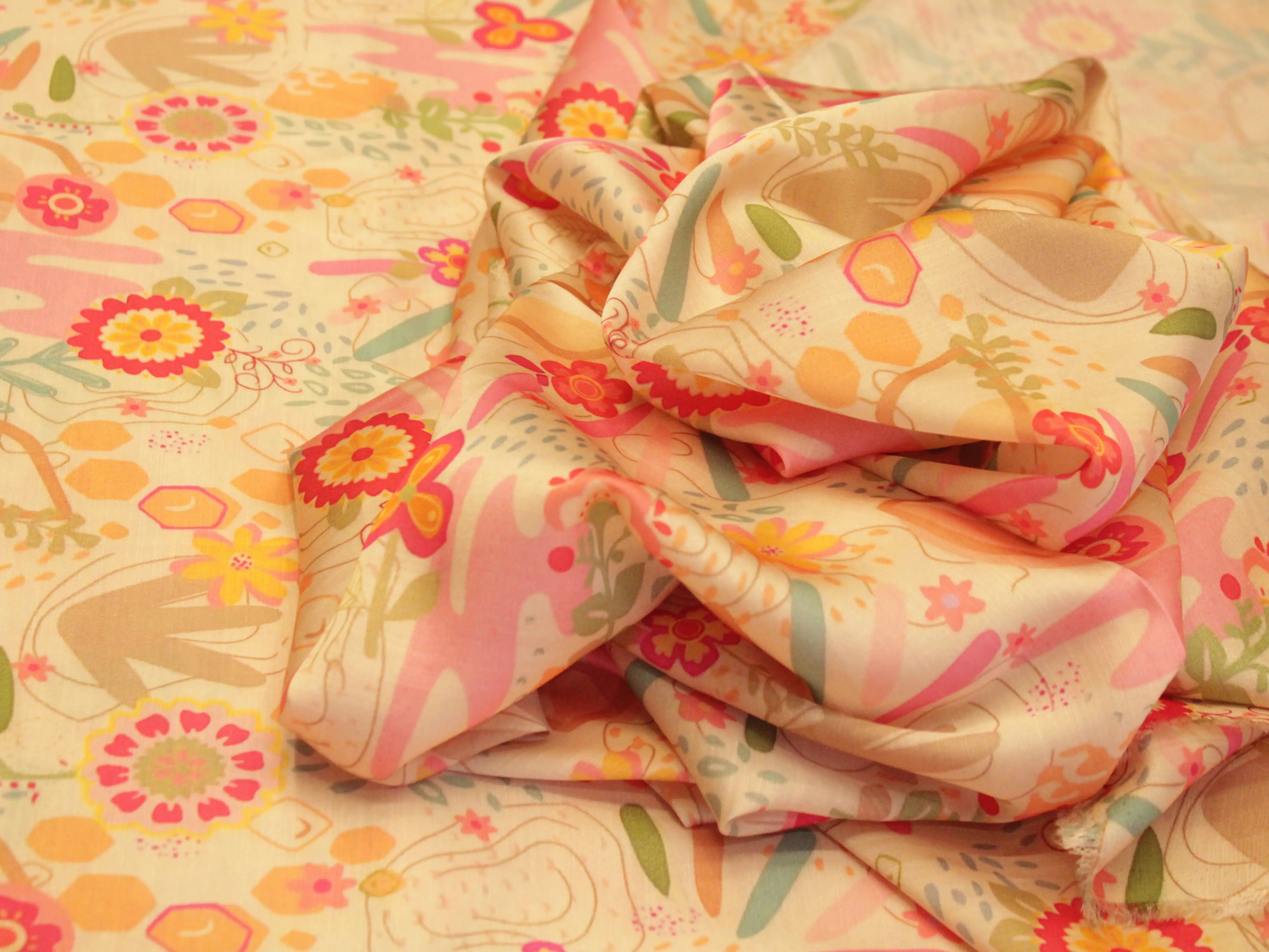 Premium Pure Satin Linen Digital Printed Fabric