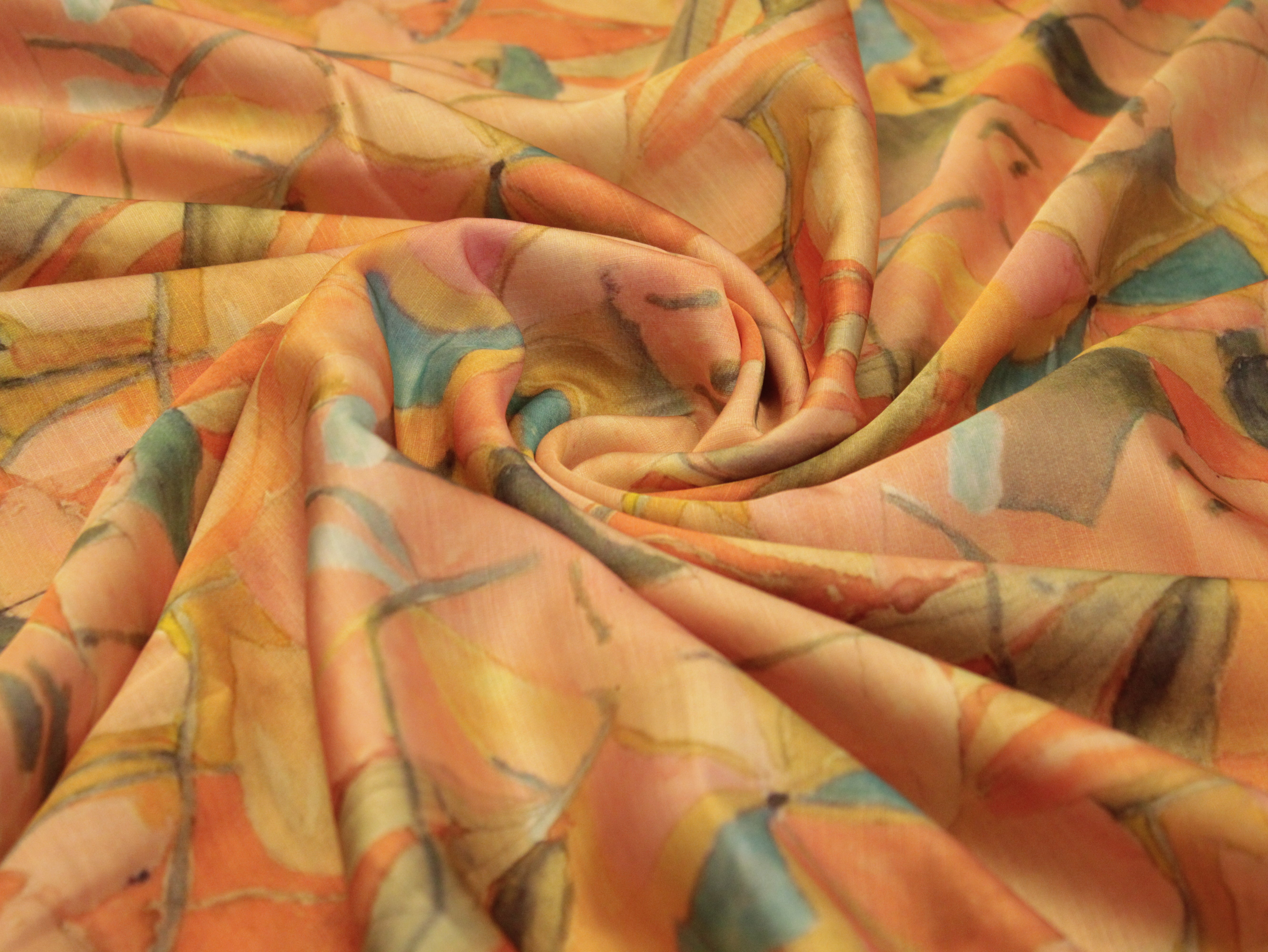 Premium Pure Satin Linen Digital Printed Fabric