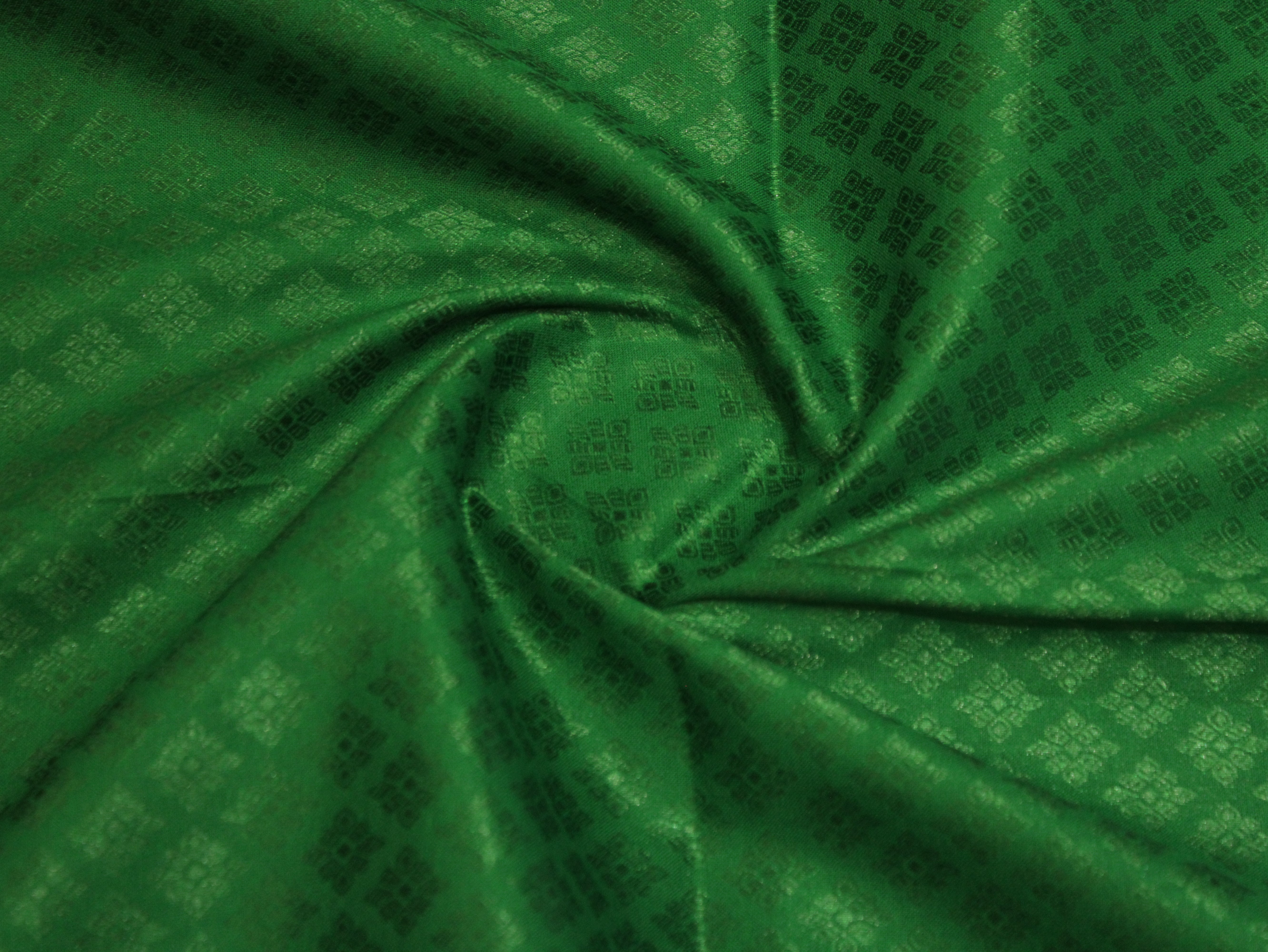 Mfoks Pure Cotton Self-Woven Fabric - Green
