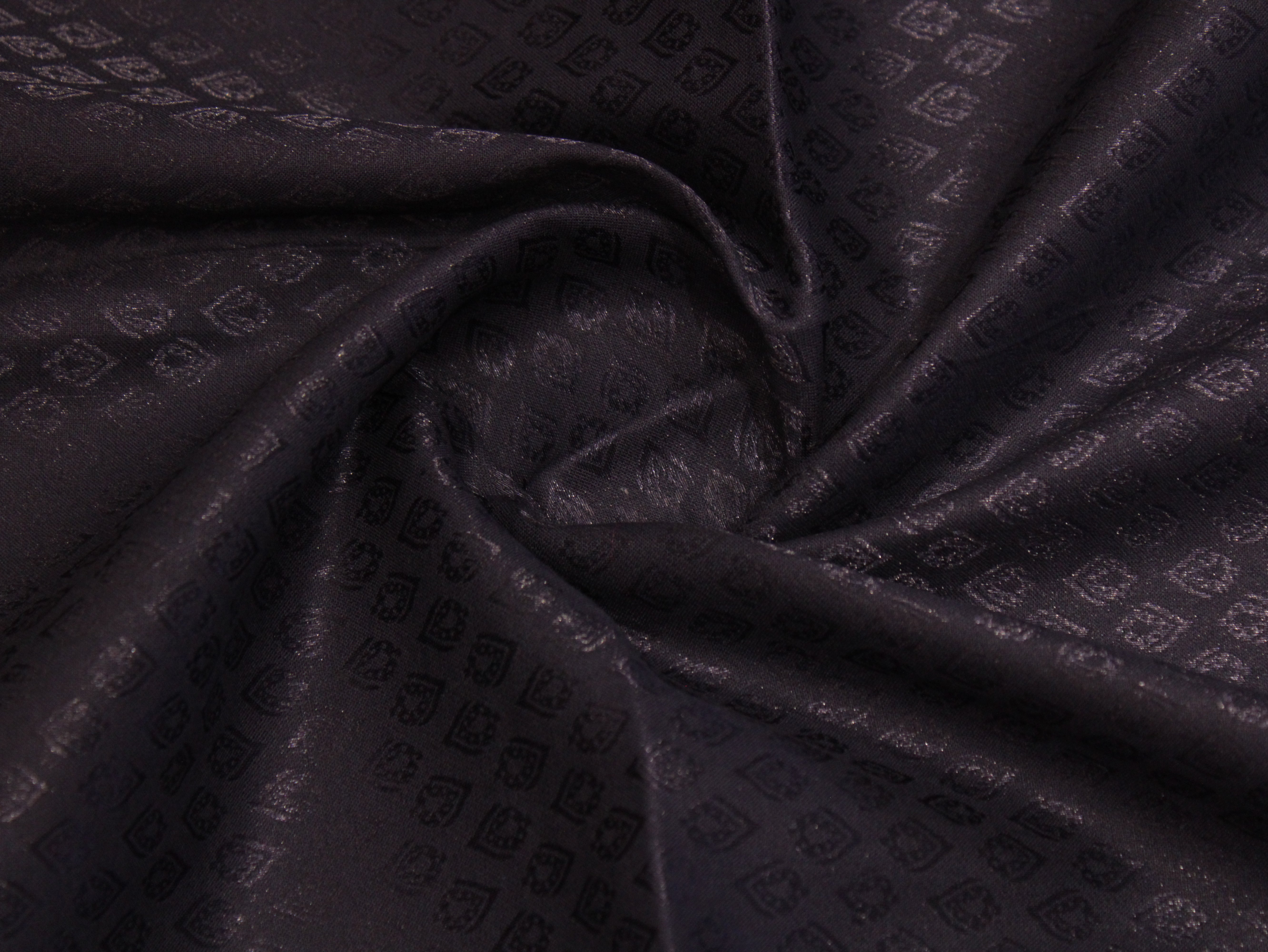Mfoks Pure Cotton Self-Woven Fabric - Navy Blue