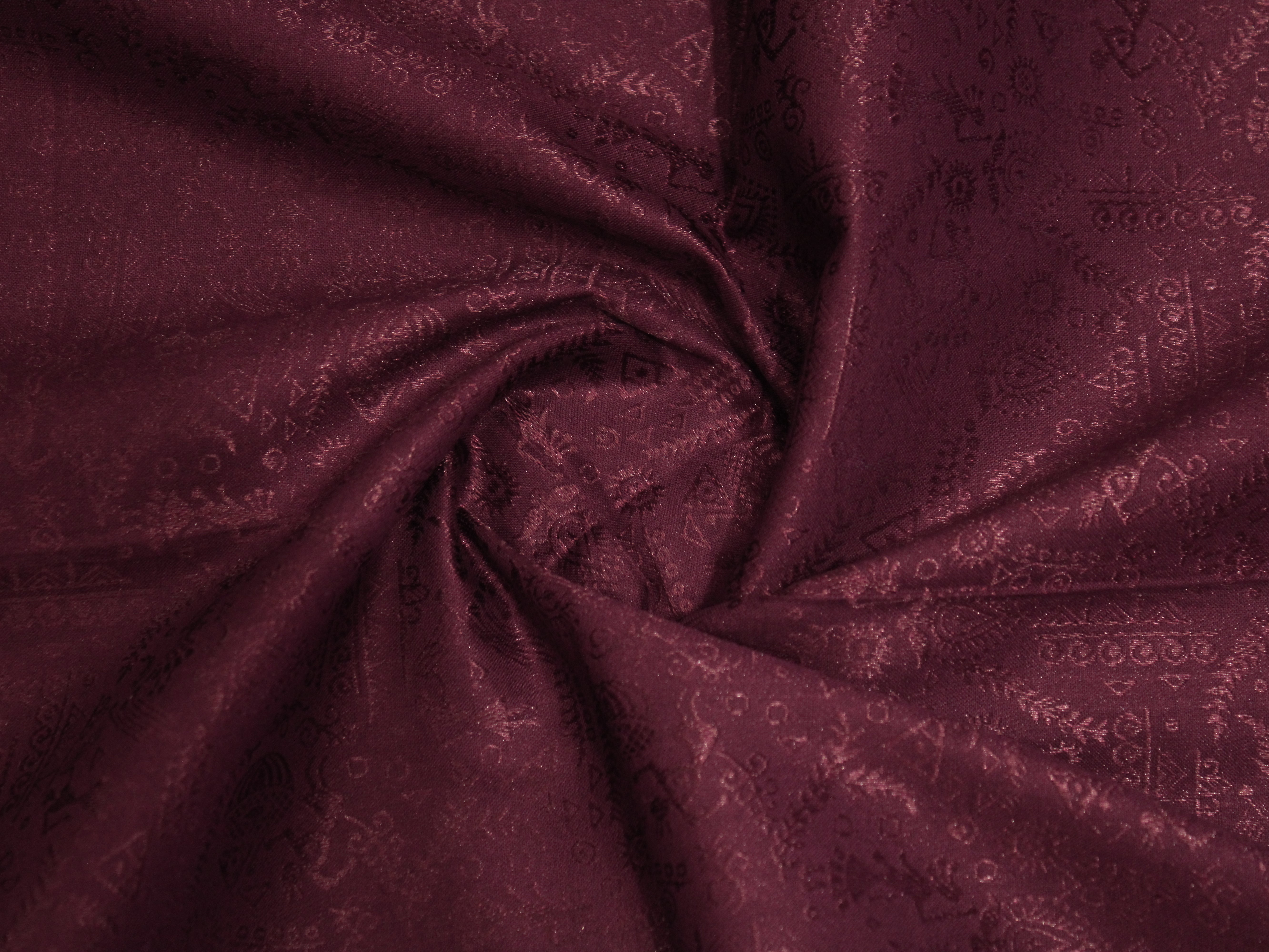 Mfoks Pure Cotton Self-Woven Fabric - Wine