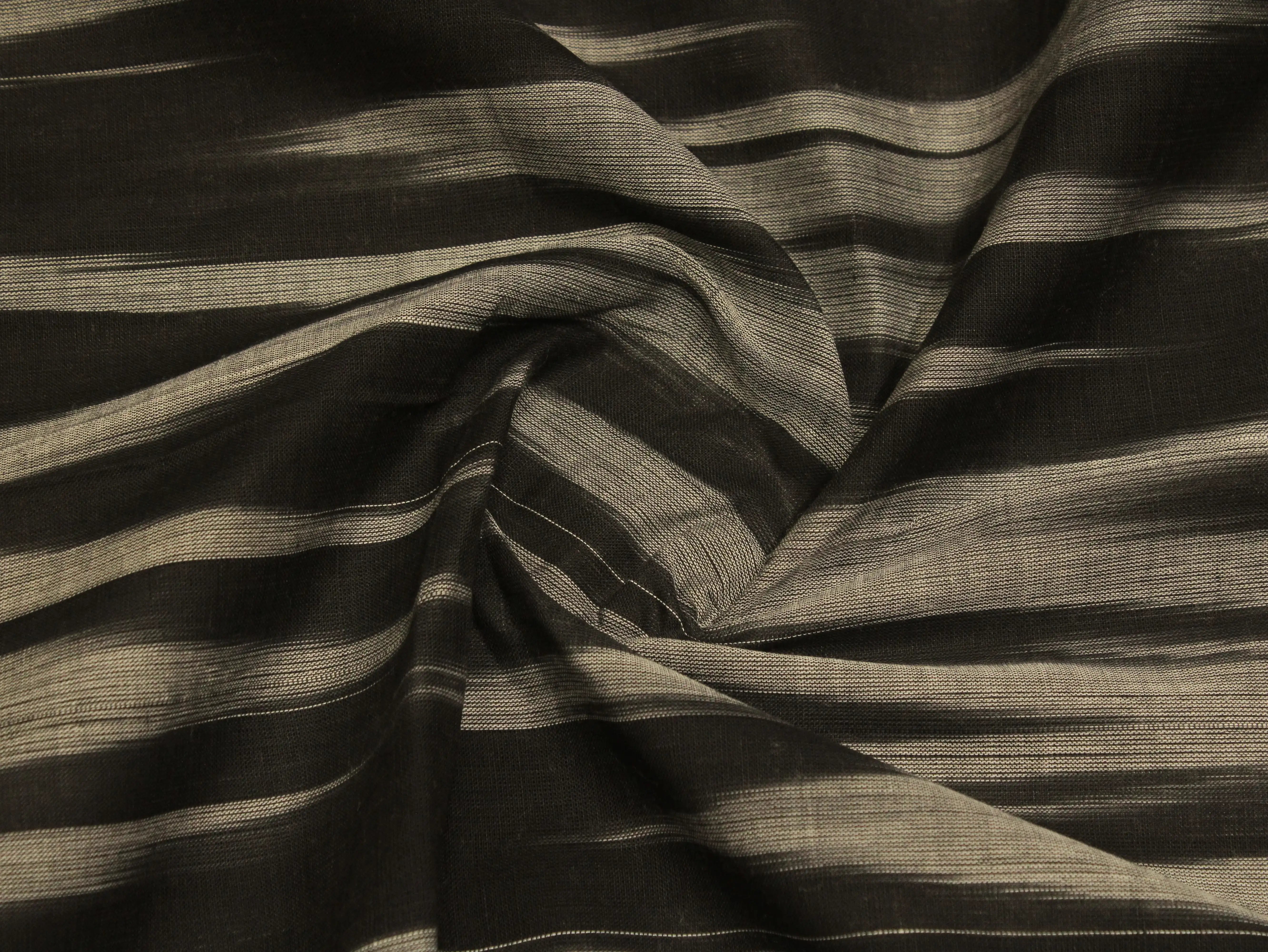 Mfoks : Handloom Pure Cotton Woven Fabric - Black