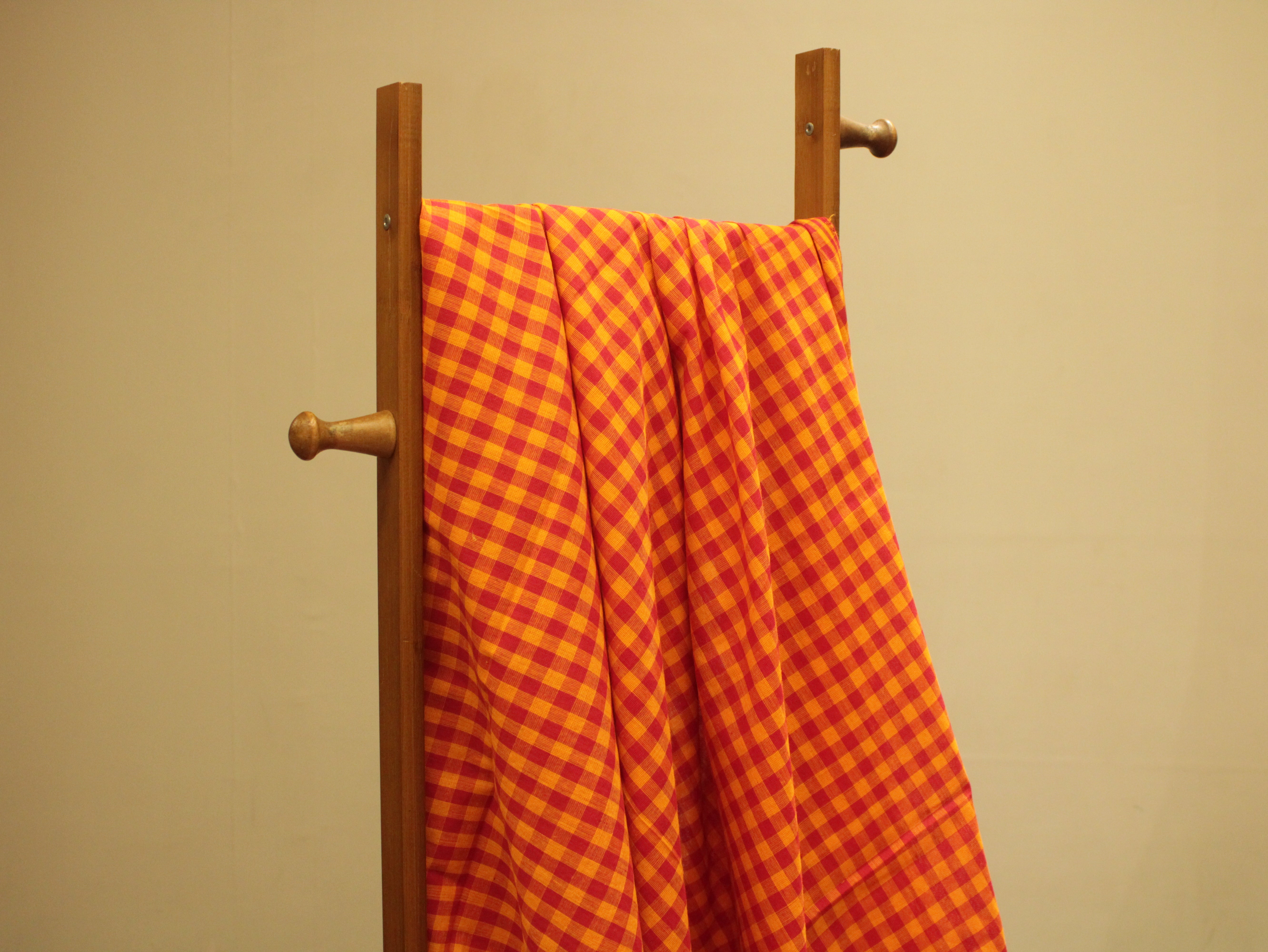 Checked Handloom Pure Cotton Woven Fabric