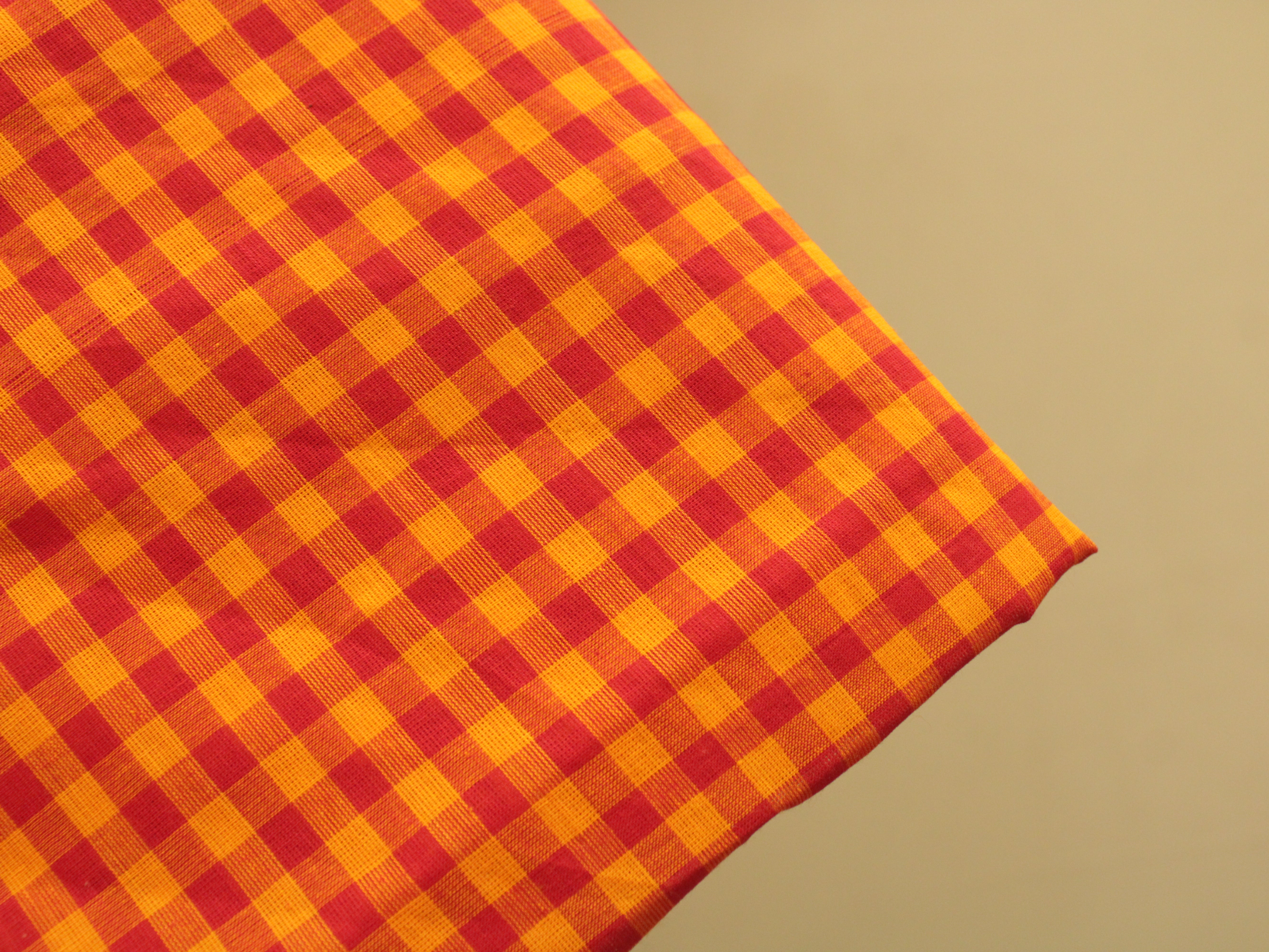Checked Handloom Pure Cotton Woven Fabric