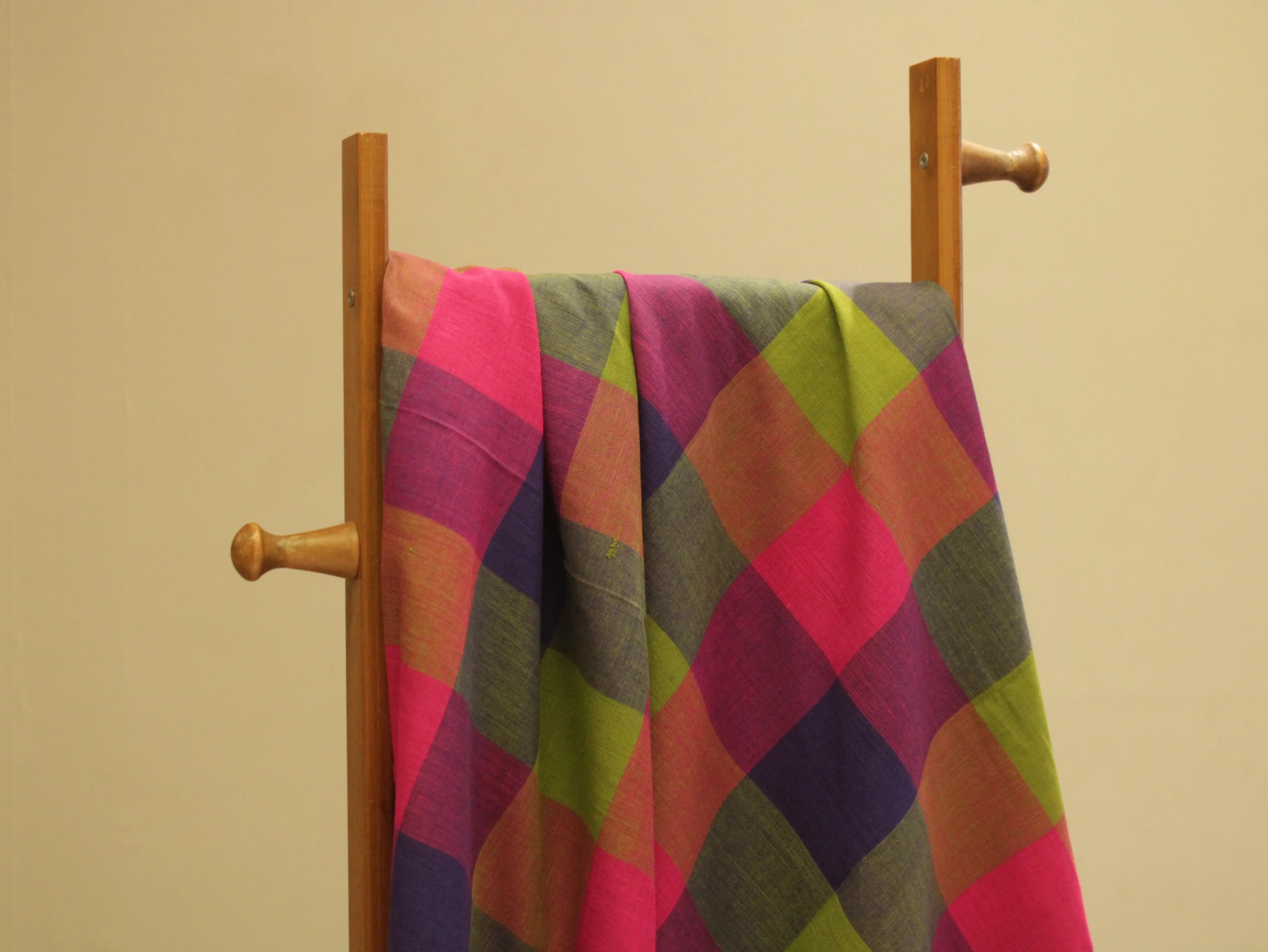 Big Multi Checked Handloom Pure Cotton Woven Fabric